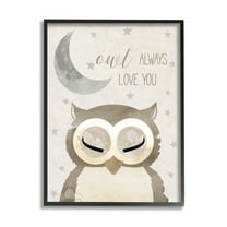 Stupell Industries Owl Always Love You Pun Landscape Painting Black Framed Art Print Wall Art, 11 x 14