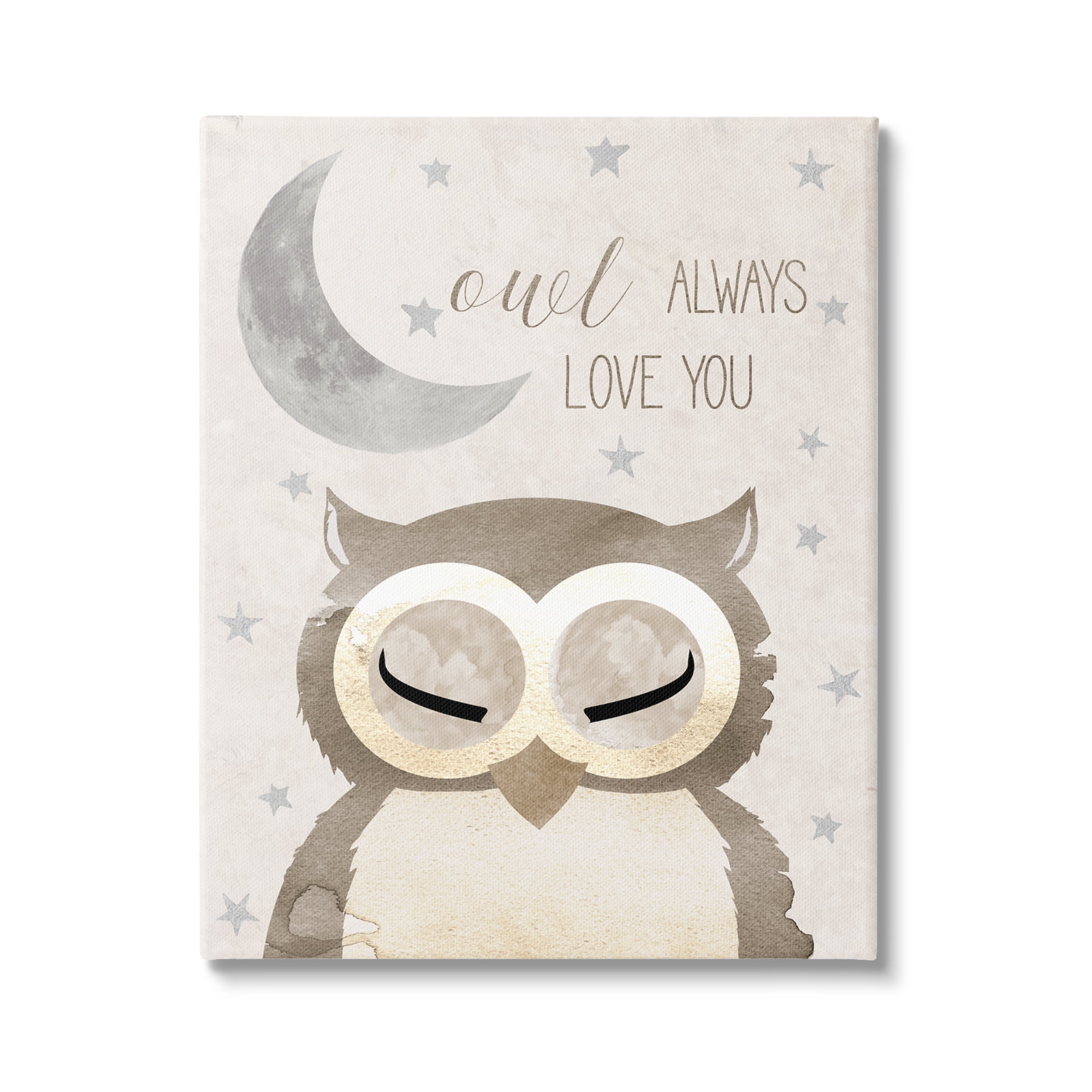 Stupell Industries Owl Always Love You Pun Landscape Painting Gallery Wrapped Canvas Art Print Wall Art, 30 x 40