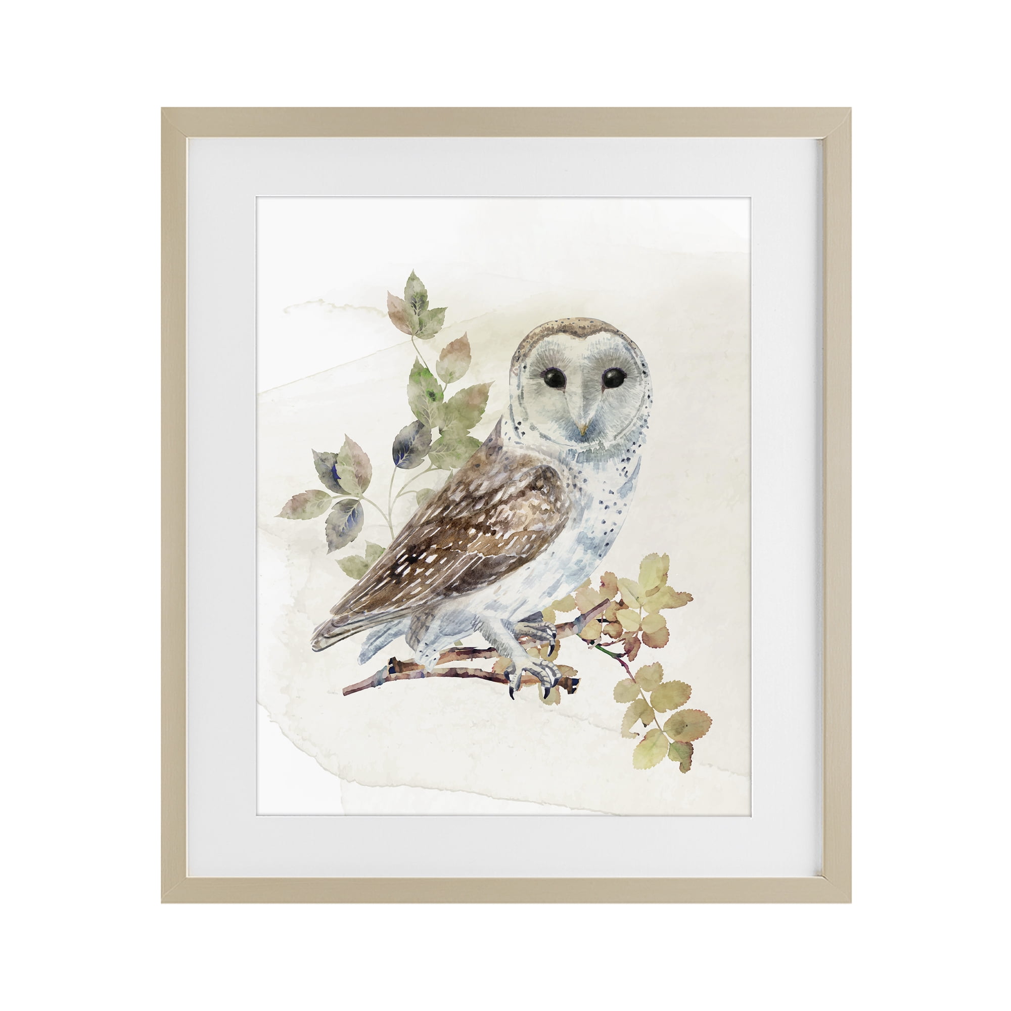 Stupell Industries Owl Among Autumn Leaves Birch Framed Print Under Glass, design by CAD Designs