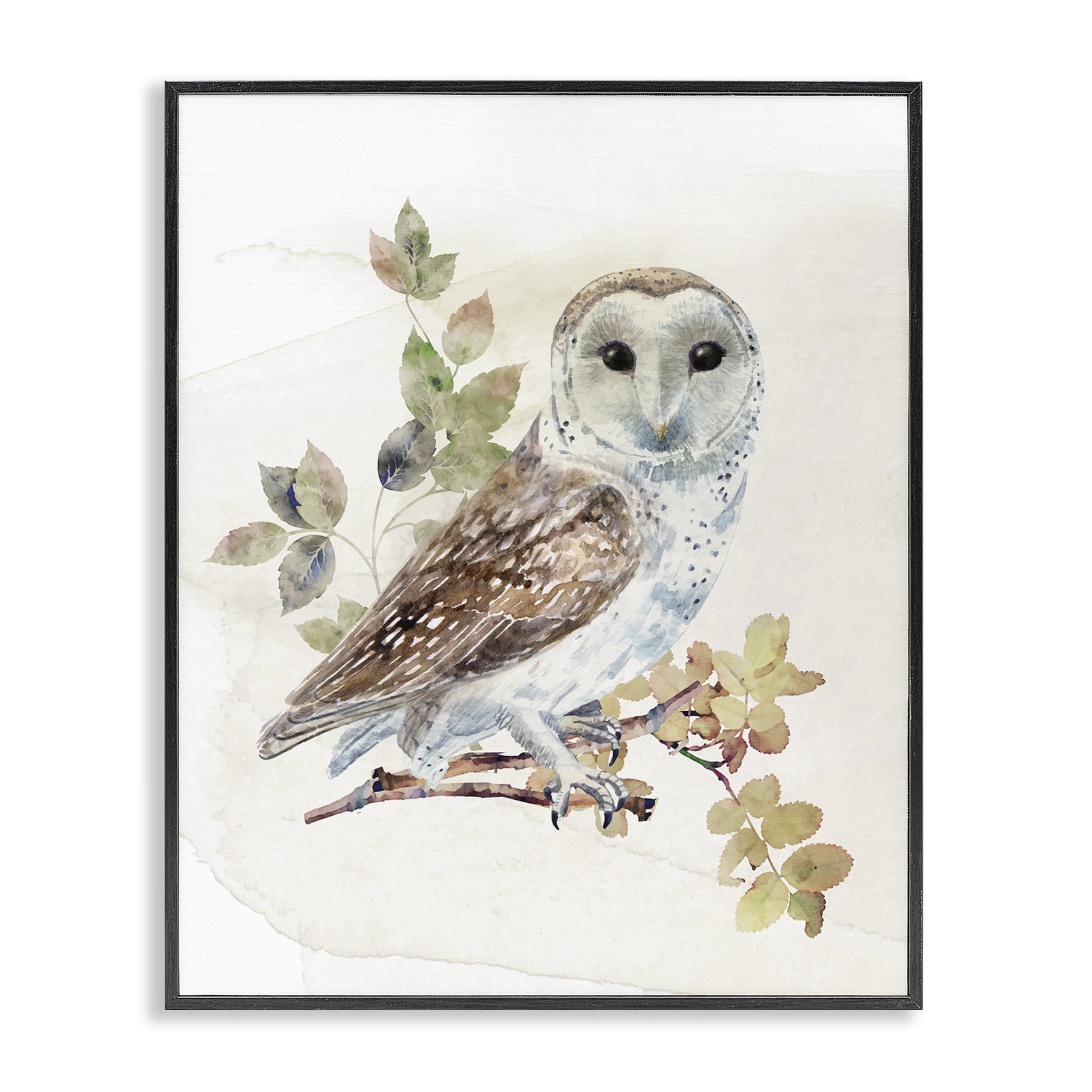 Stupell Industries Owl Among Autumn Leaves Black Framed Giclee Art, design by CAD Designs