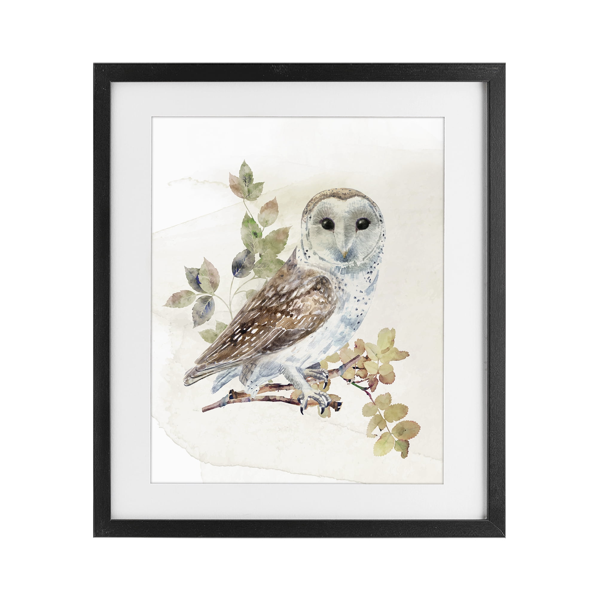 Stupell Industries Owl Among Autumn Leaves Black Framed Print Under Glass, design by CAD Designs