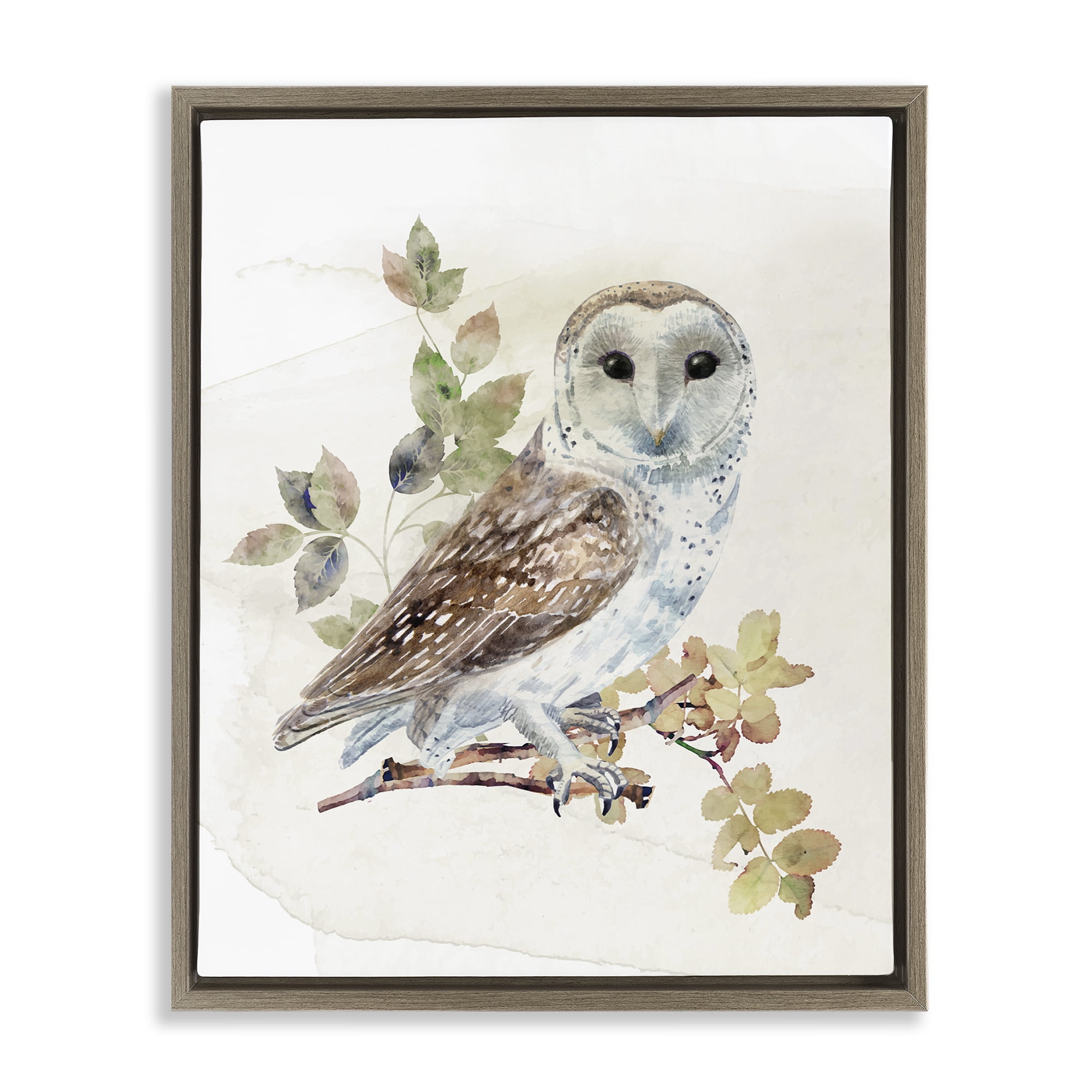 Stupell Industries Owl Among Autumn Leaves Brown Framed Floater Canvas Wall Art, design by CAD Designs