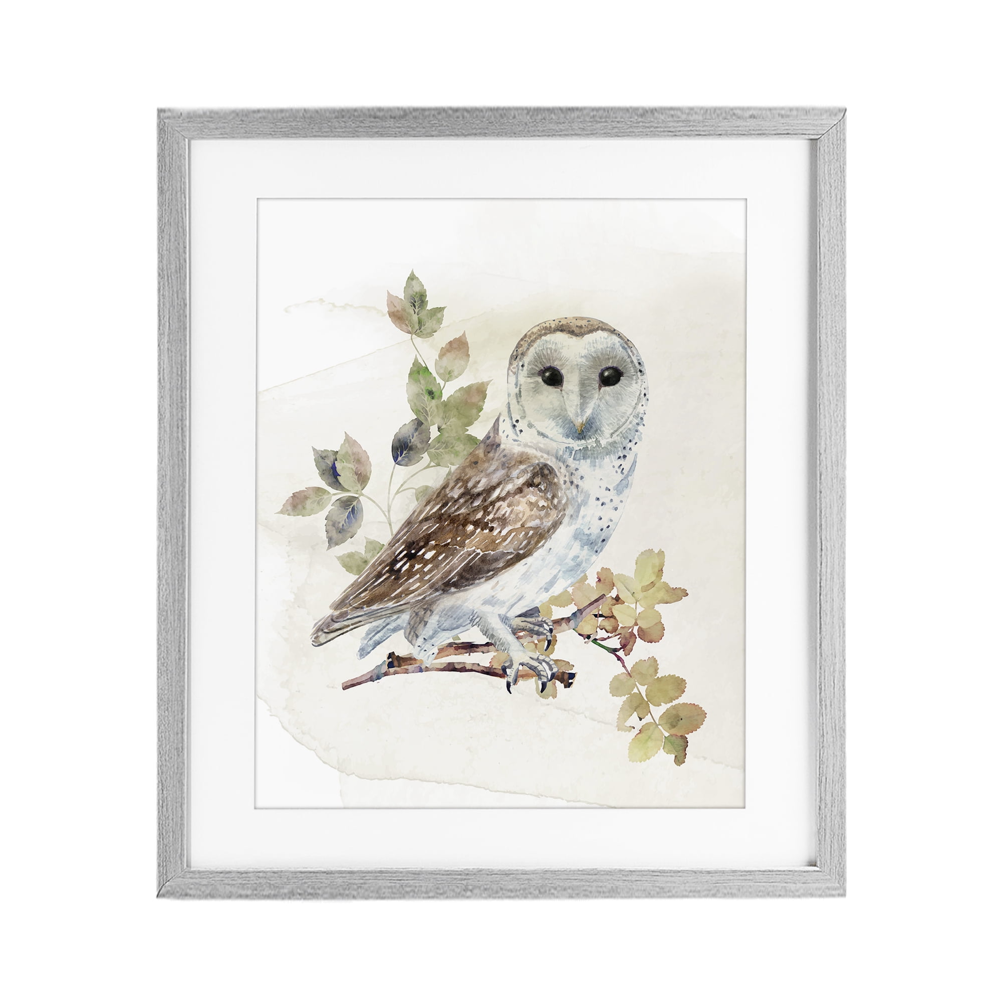 Stupell Industries Owl Among Autumn Leaves Gray Framed Print Under Glass, design by CAD Designs