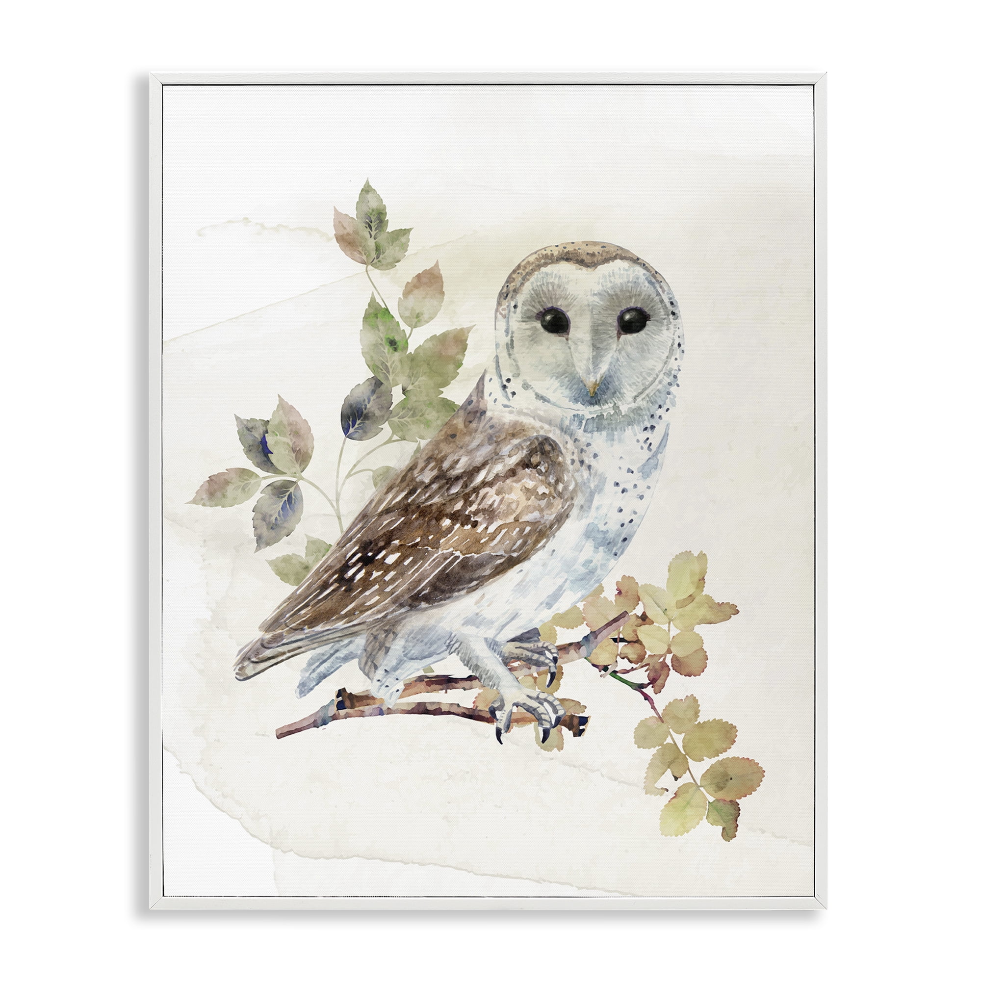Stupell Industries Owl Among Autumn Leaves White Framed Giclee Art, design by CAD Designs