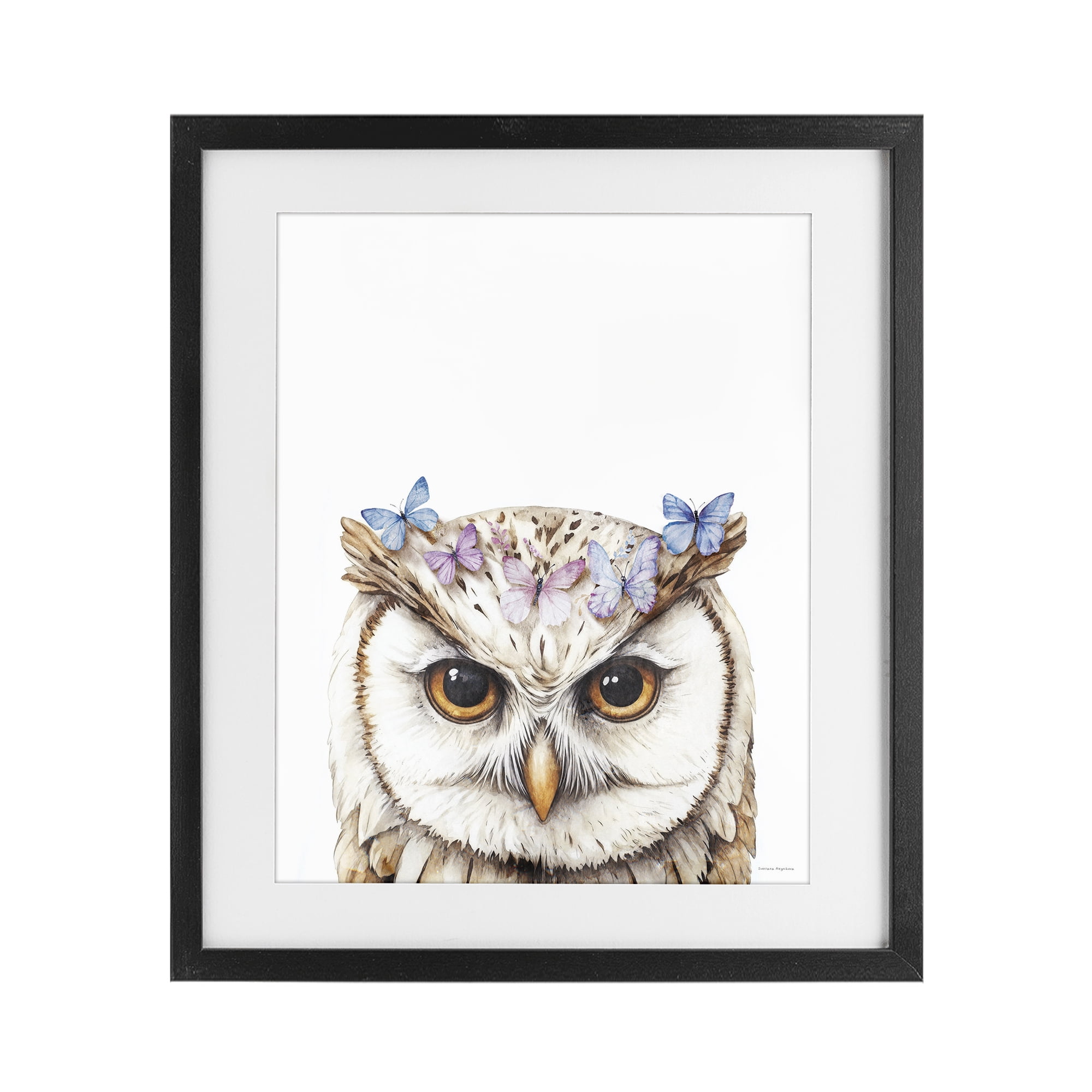 Stupell Industries Owl & Butterfly Wings Black Framed Print Under Glass, design by Svetlana Aleynikova