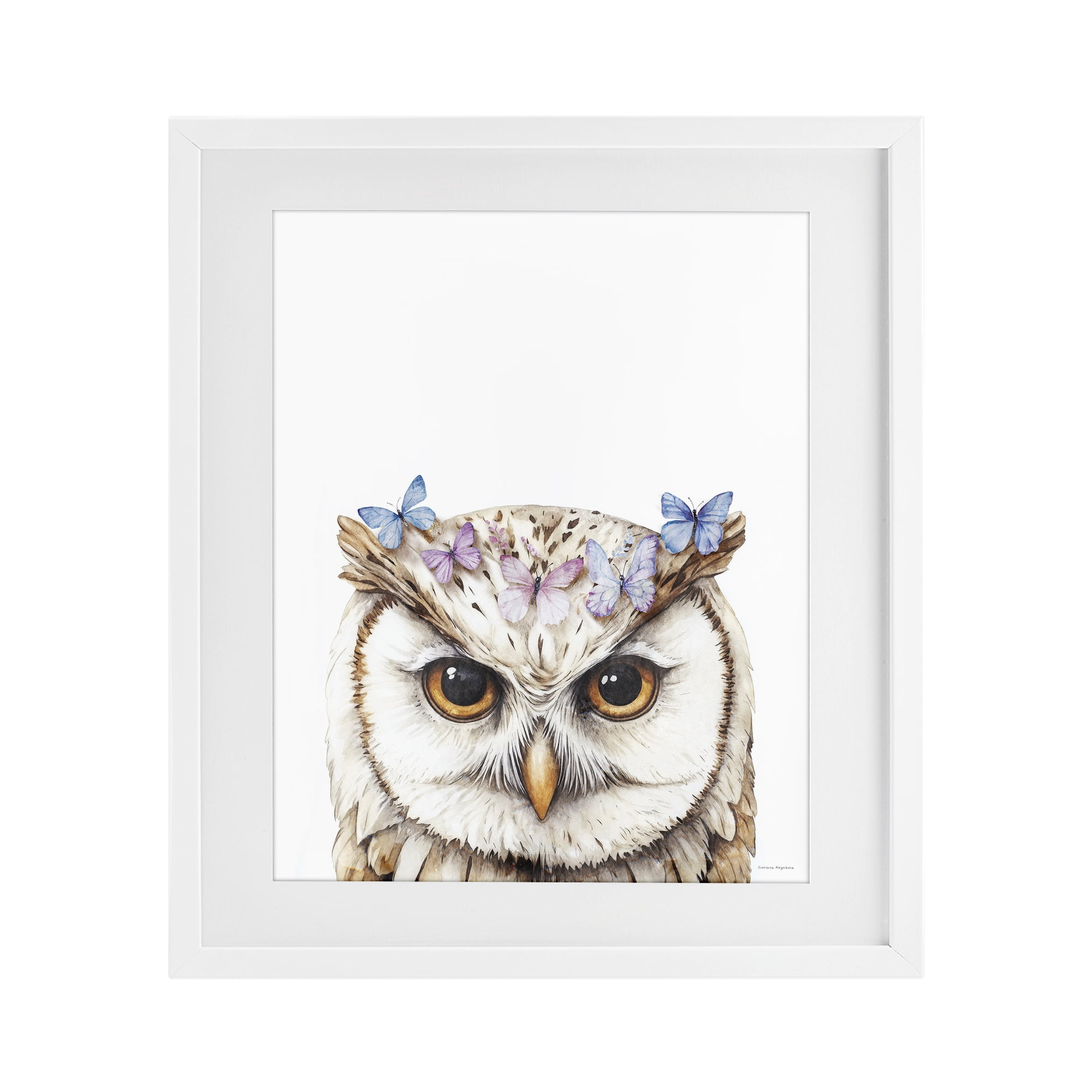 Stupell Industries Owl & Butterfly Wings White Framed Print Under Glass, design by Svetlana Aleynikova