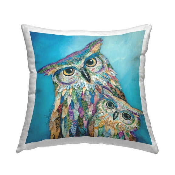 Stupell Industries Owl Family Abstract Pattern Square Decorative Printed Throw Pillow, 18 x 18,