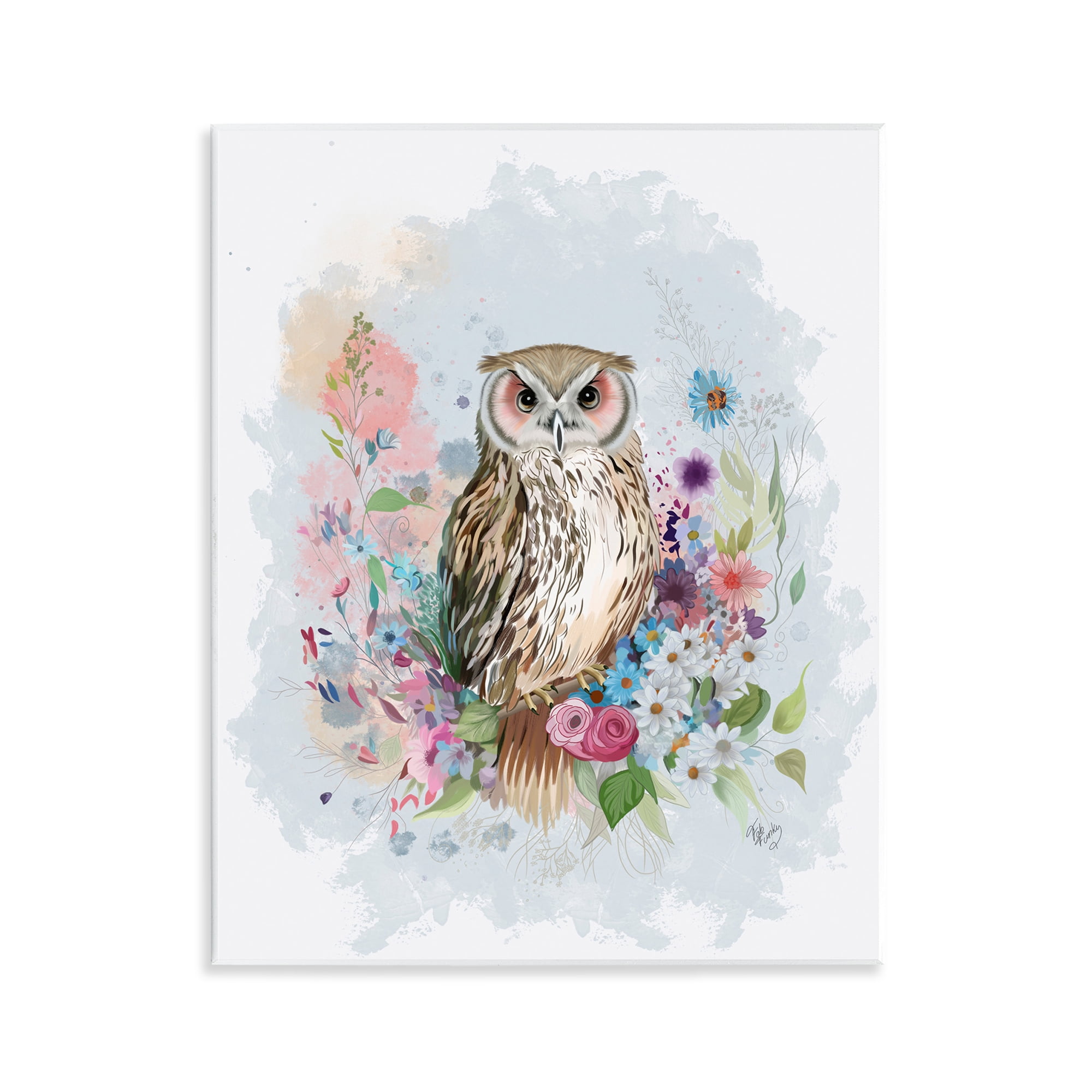 Stupell Industries Owl & Floral Garland Animals & Insects Painting Unframed Art Print Wall Art, 11 x 14