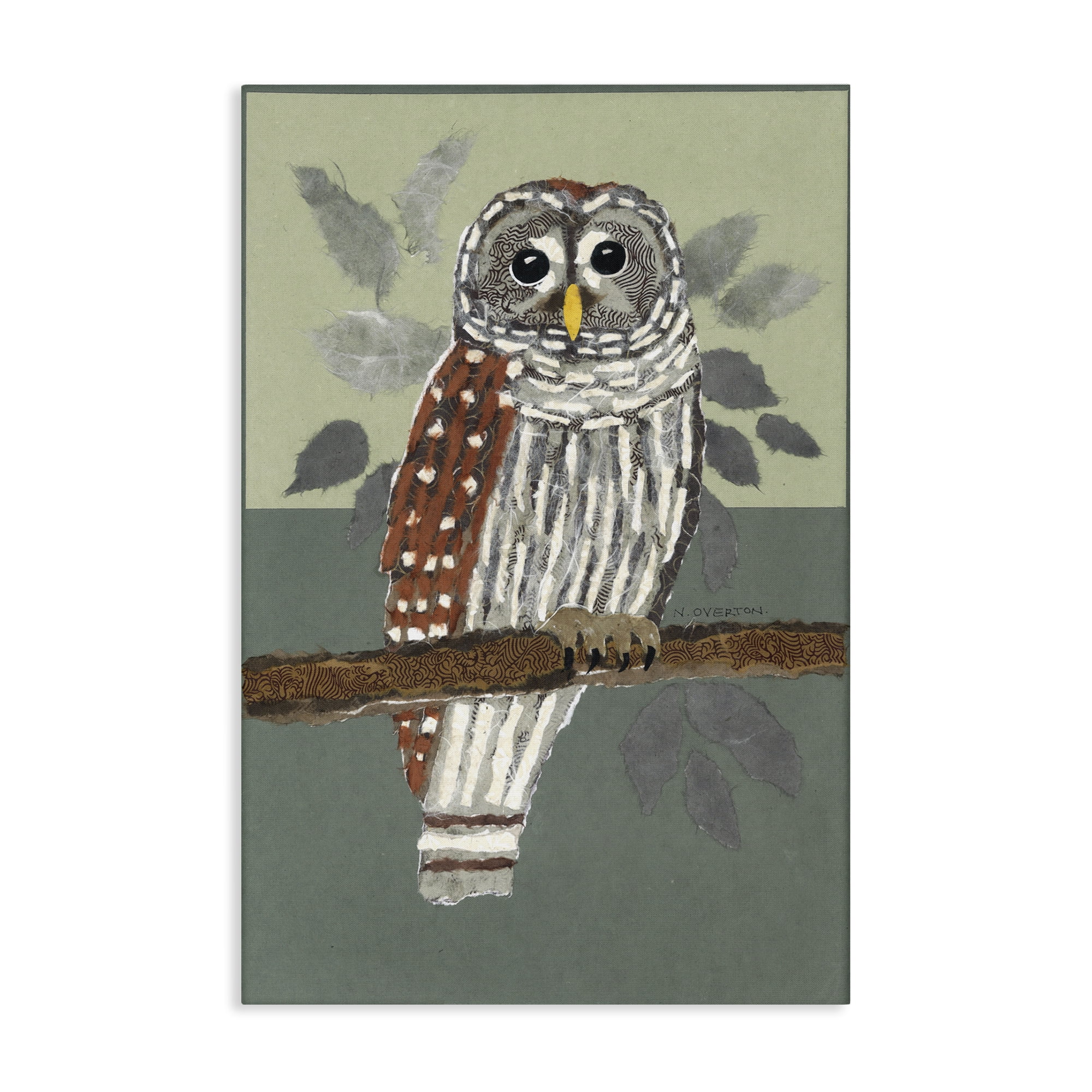 Stupell Industries Owl Perched Tree Branch Animals & Insects Painting Gallery Wrapped Canvas Art Print Wall Art, 24 x 36
