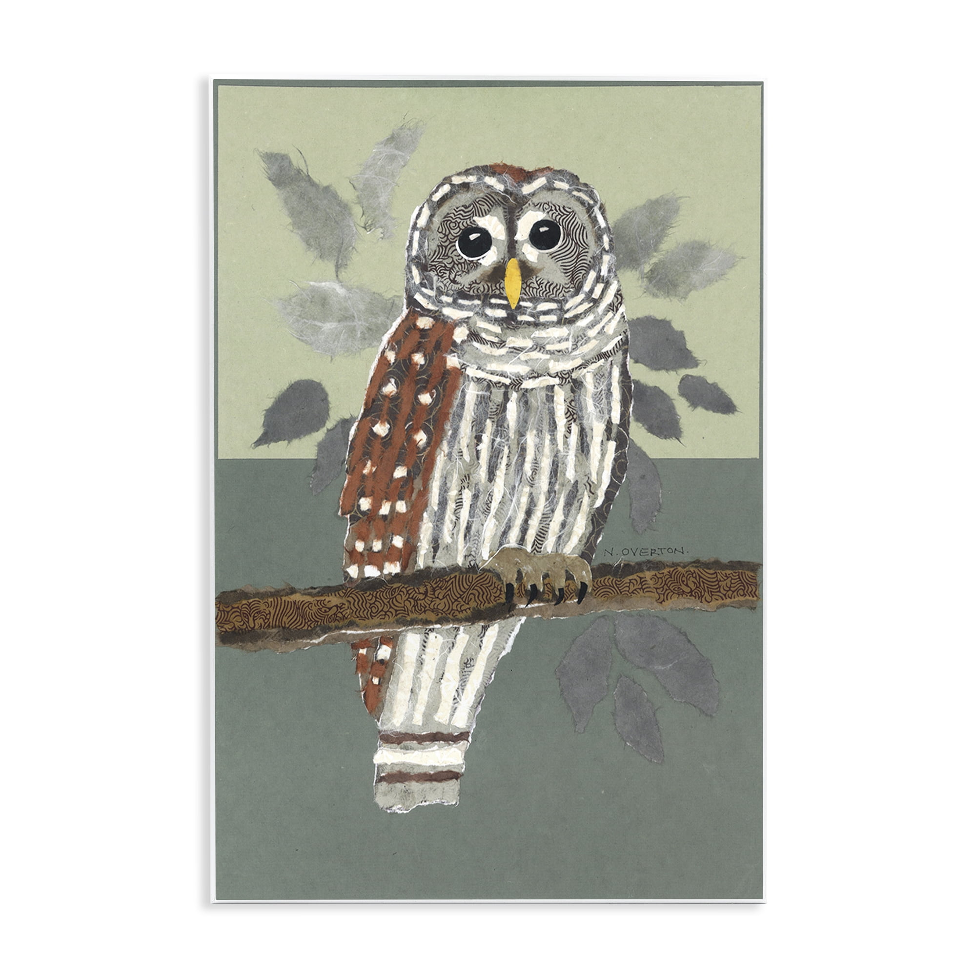 Stupell Industries Owl Perched Tree Branch Animals & Insects Painting Unframed Art Print Wall Art, 13 x 19