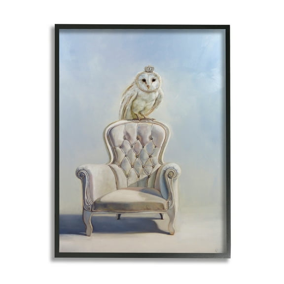 Stupell Industries Owl Perched in Crown Animals & Insects Painting Black Framed Art Print Wall Art, 11 x 14