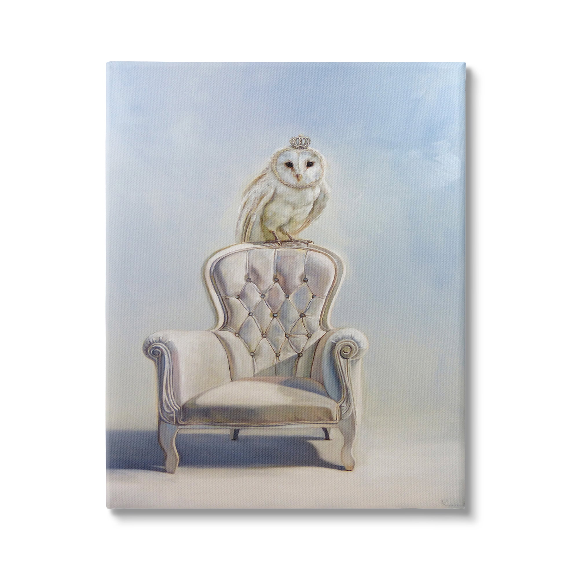 Stupell Industries Owl Perched in Crown Animals & Insects Painting Gallery Wrapped Canvas Art Print Wall Art, 36 x 48