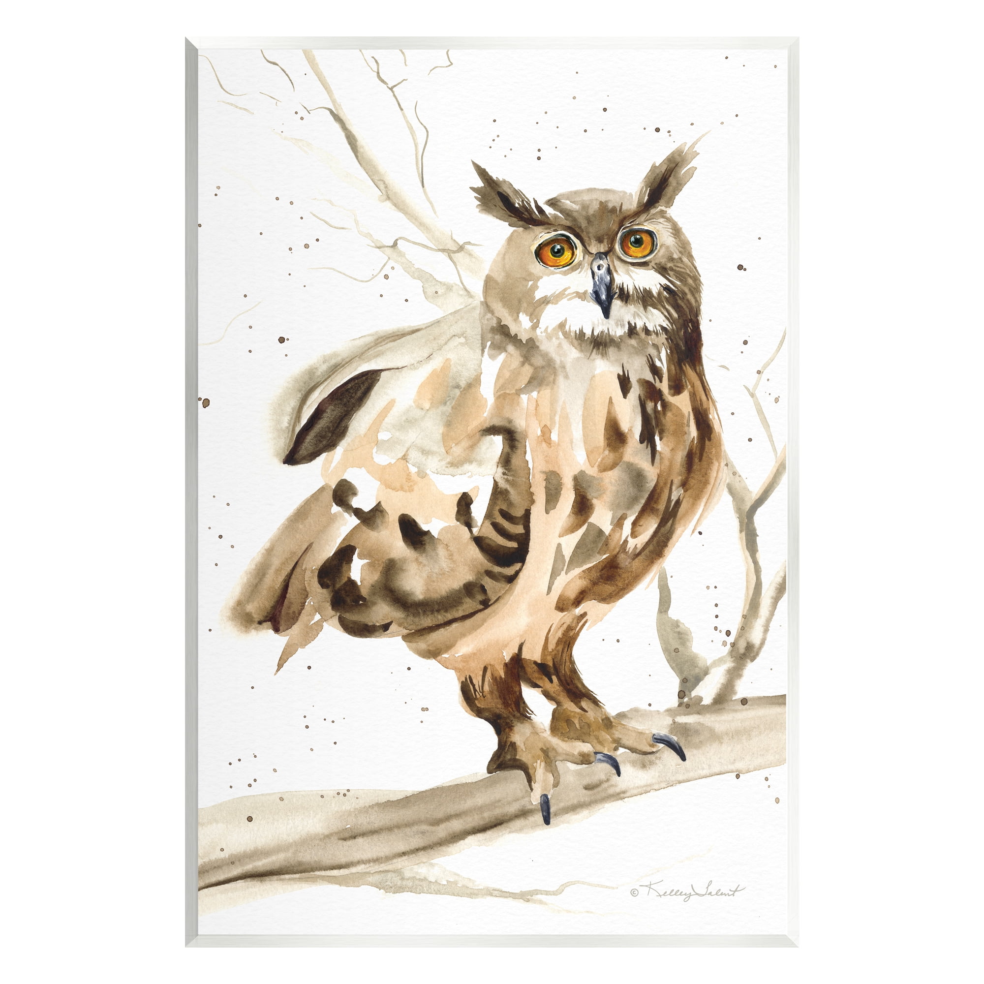 Stupell Industries Owl Perched in Tree Animals & Insects Painting Unframed Art Print Wall Art, 10 x 15