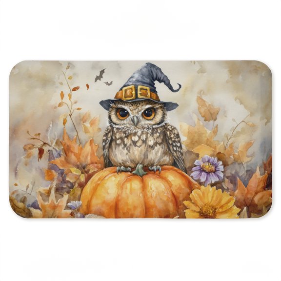 Stupell Industries Owl Perched on Pumpkin Printed Anti-Fatigue Floor Mat, design by LSR Design Studio, 30"x18"