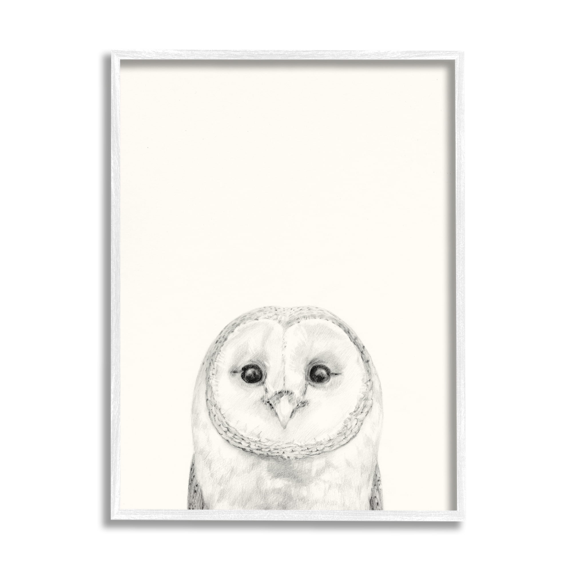 Stupell Industries Owl Portrait Grey Drawing Design Drawing Print Framed Art Print Wall Art, 16x20, By Victoria Borges