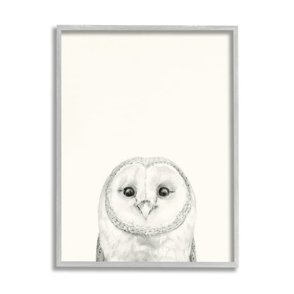 Stupell Industries Owl Portrait Grey Drawing Design Drawing Print Framed Art Print Wall Art, 24x30, By Victoria Borges