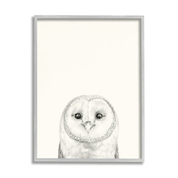 Stupell Industries Owl Portrait Grey Drawing Design Drawing Print Framed Art Print Wall Art, 24x30, By Victoria Borges