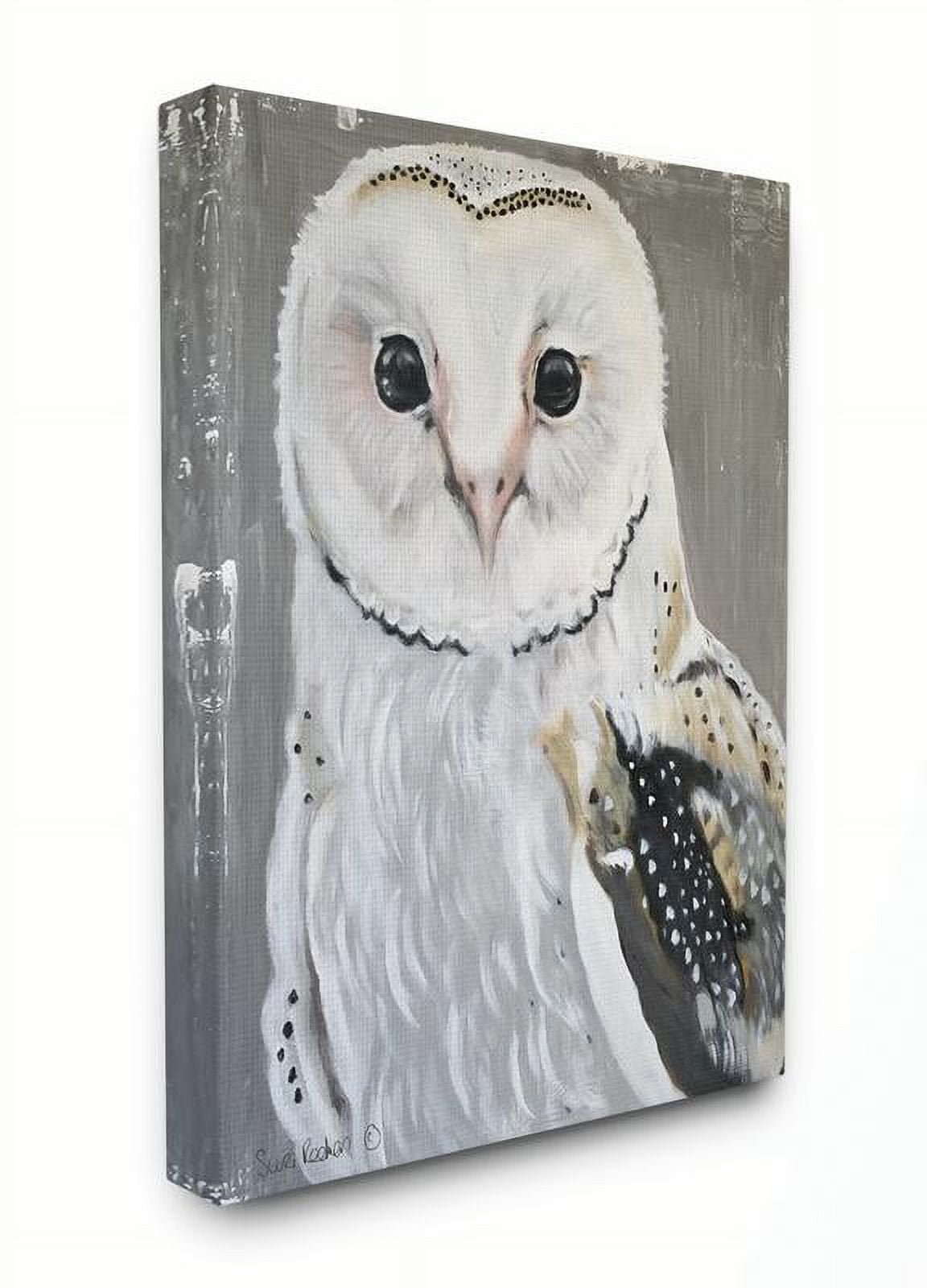 Stupell Industries Owl Portrait White Gray Animal Painting Canvas Wall Art by Suzi Redman