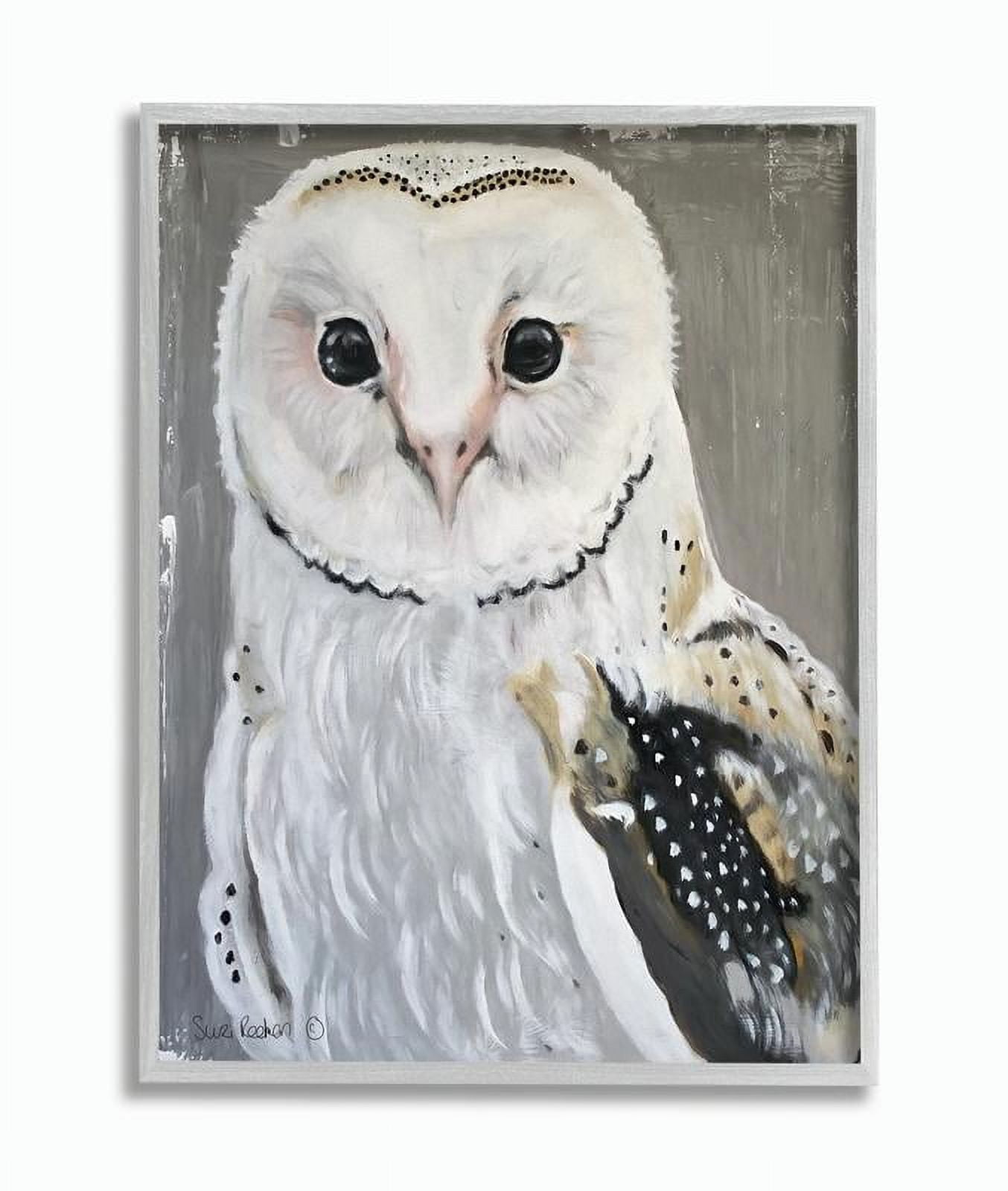Stupell Industries Owl Portrait White Gray Animal Painting Framed Wall Art by Suzi Redman