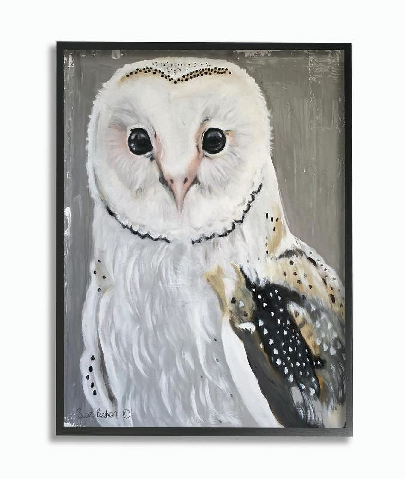 Stupell Industries Owl Portrait White Gray Animal Painting Framed Wall Art by Suzi Redman
