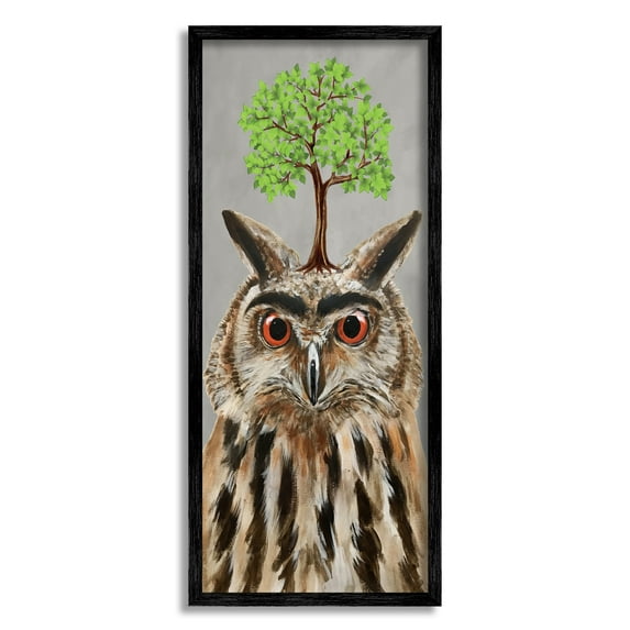 Stupell Industries Owl Tree Growing Wildlife Animals & Insects Painting Black Framed Art Print Wall Art
