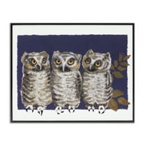 Stupell Industries Owl Trio & Leaves Animals & Insects Painting Black Framed Art Print Wall Art, 14 x 11