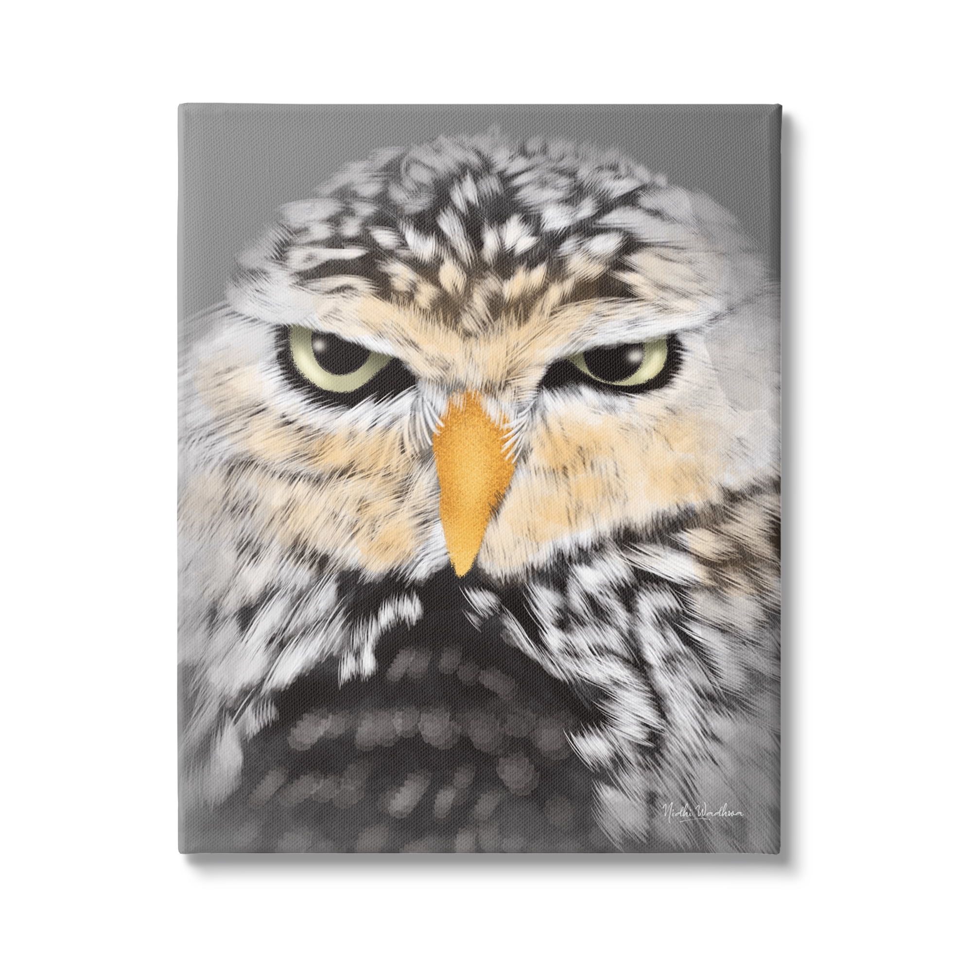 Stupell Industries Owl Wildlife Portrait Animals & Insects Painting Gallery Wrapped Canvas Print Wall Art, 30 x 40