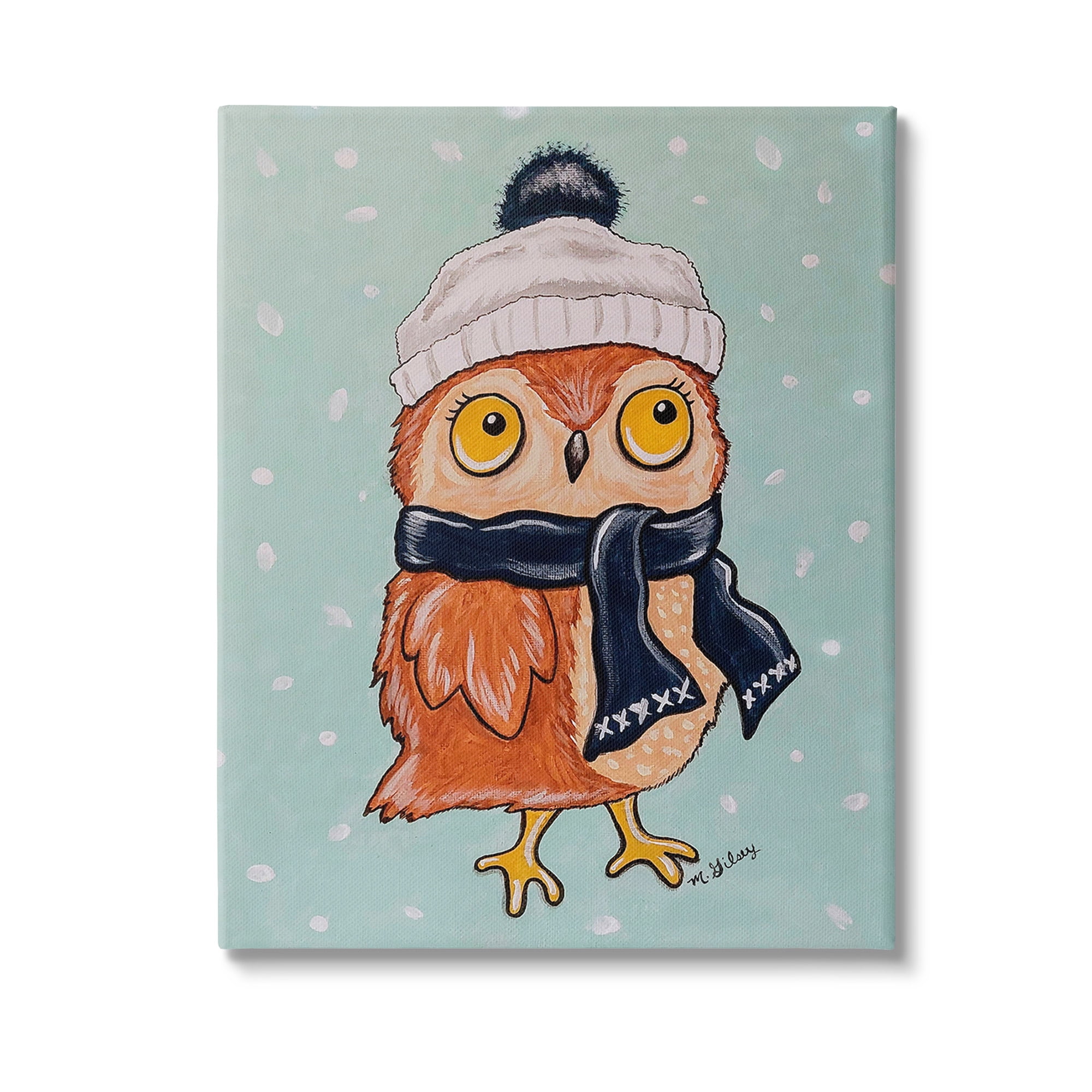 Stupell Industries Owl & Winter Scarf Animals & Insects Painting Gallery Wrapped Canvas Art Print Wall Art, 30 x 40