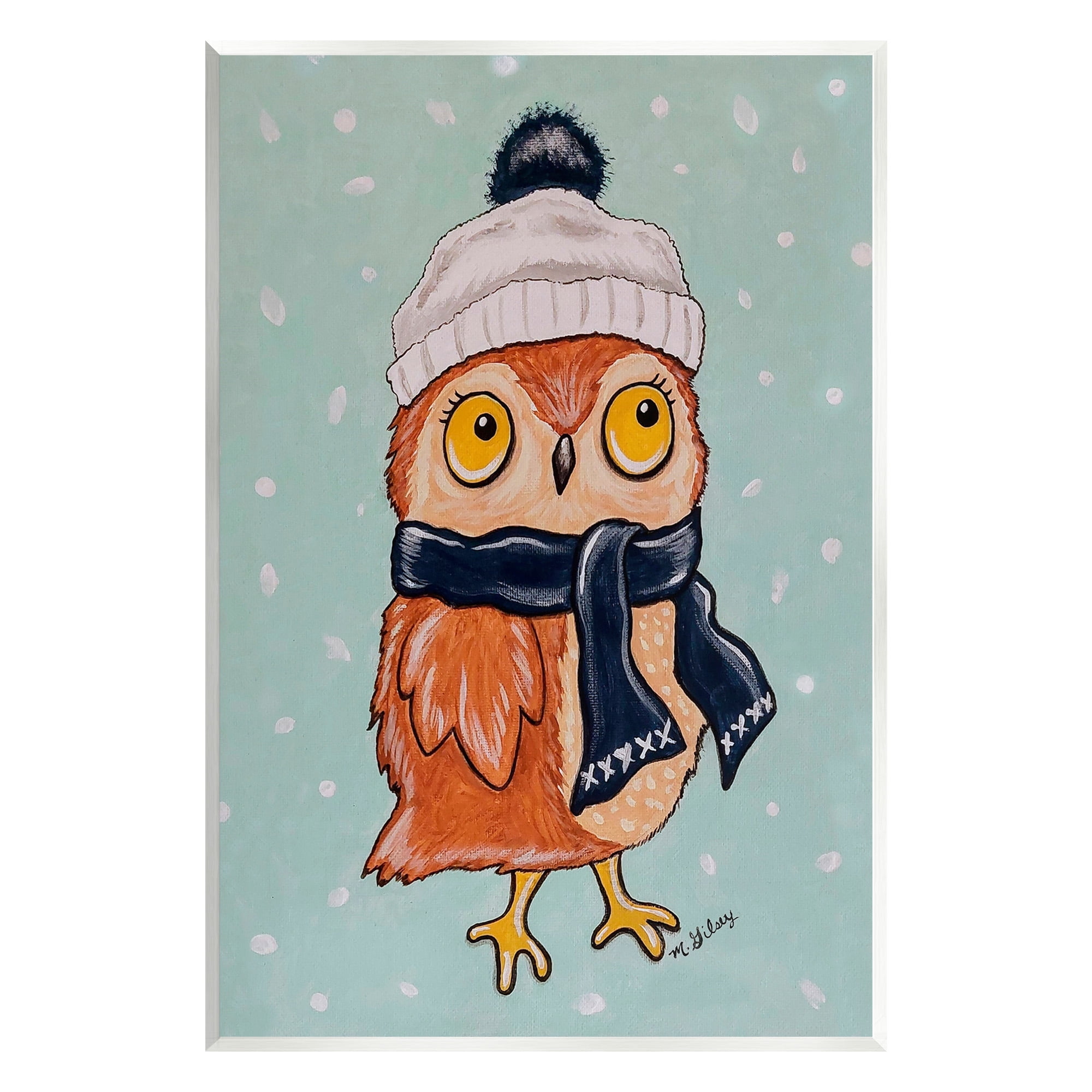 Stupell Industries Owl & Winter Scarf Animals & Insects Painting Unframed Art Print Wall Art, 13 x 19