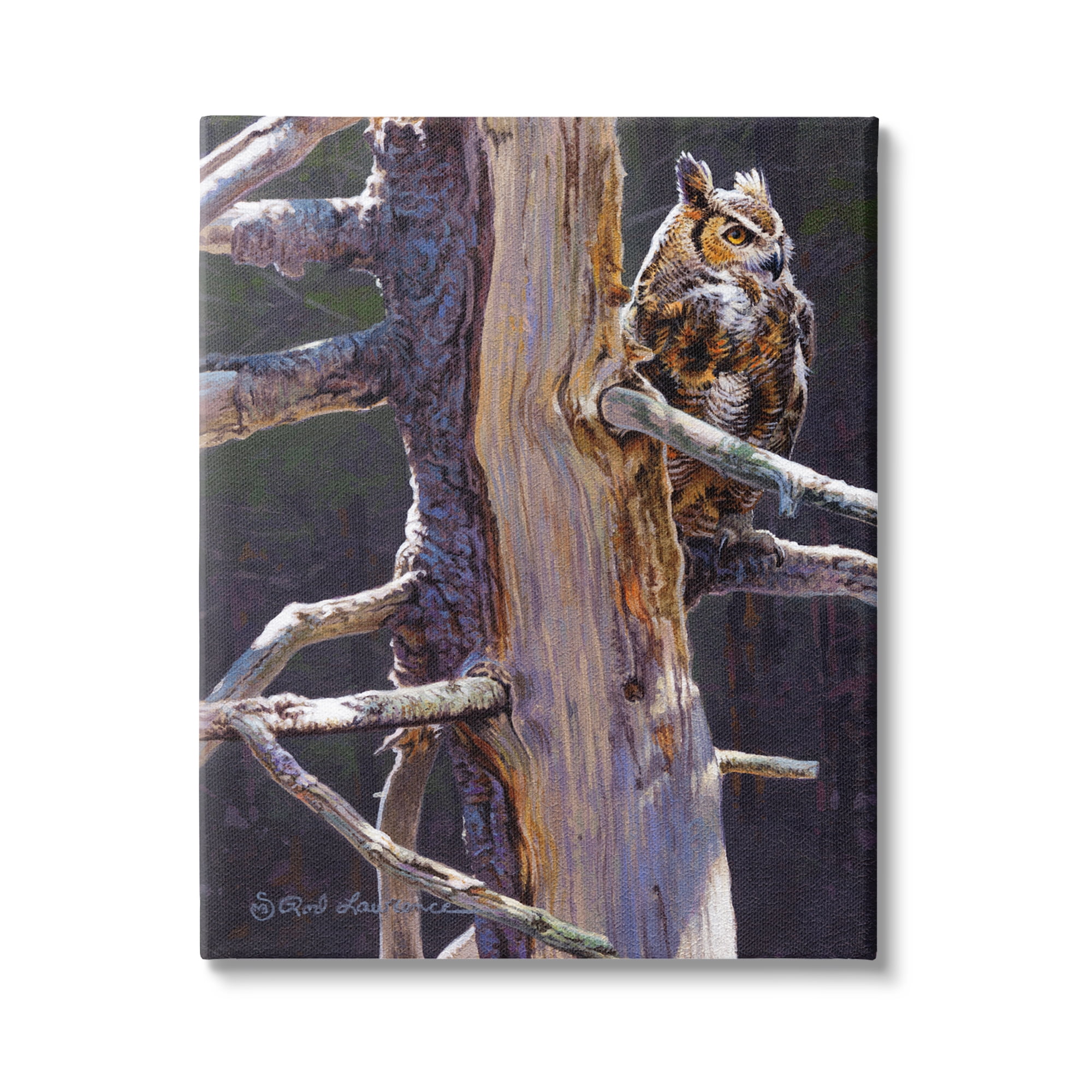 Stupell Industries Owl in Rustic Tree Animals & Insects Painting Gallery Wrapped Canvas Art Print Wall Art, 30 x 40