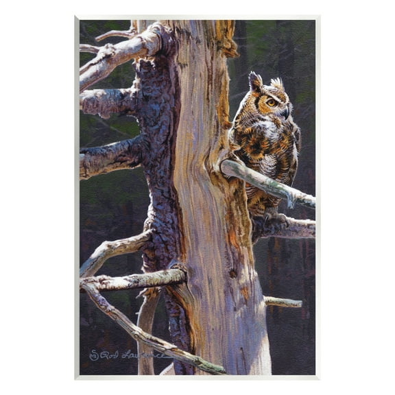 Stupell Industries Owl in Rustic Tree Animals & Insects Painting Unframed Art Print Wall Art, 13 x 19