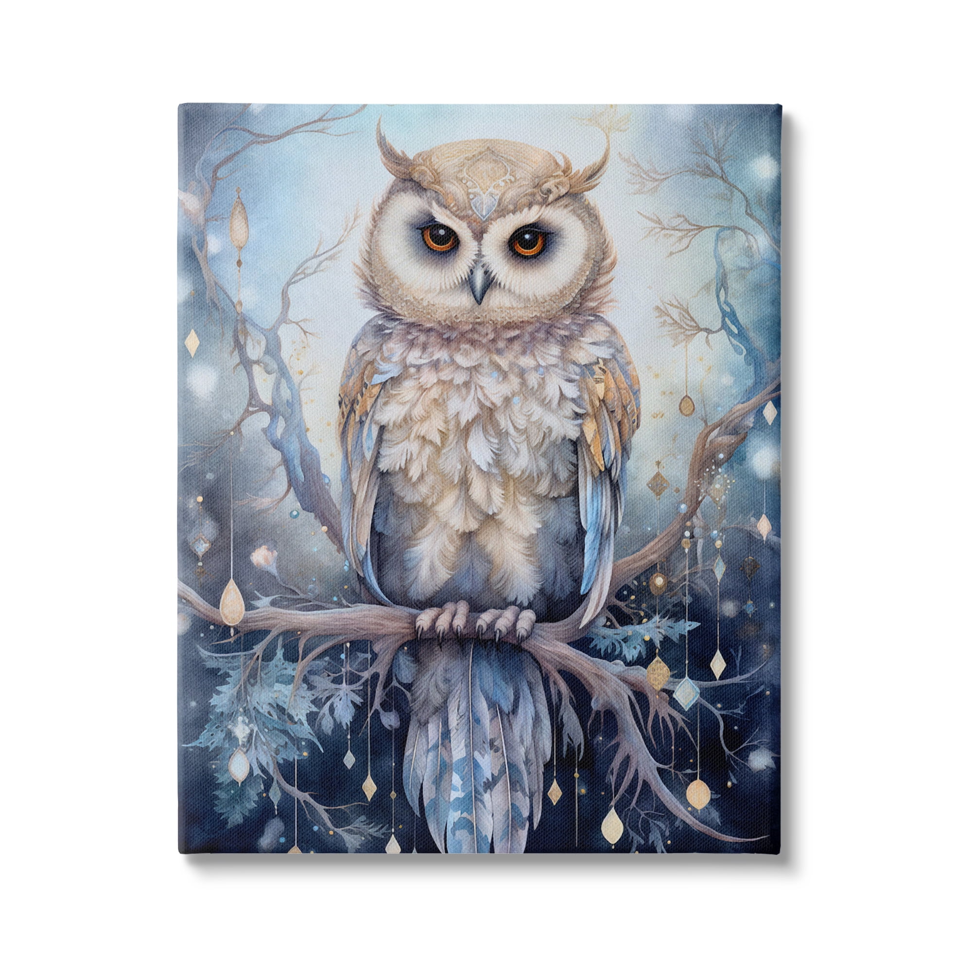 Stupell Industries Owl on Twinkling Branch Animals & Insects Painting Gallery Wrapped Canvas Art Print Wall Art, 36 x 48