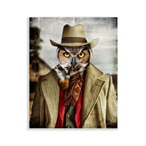 Stupell Industries Owl with Classic Pipe Animals & Insects Painting Unframed Art Print Wall Art, 11 x 14