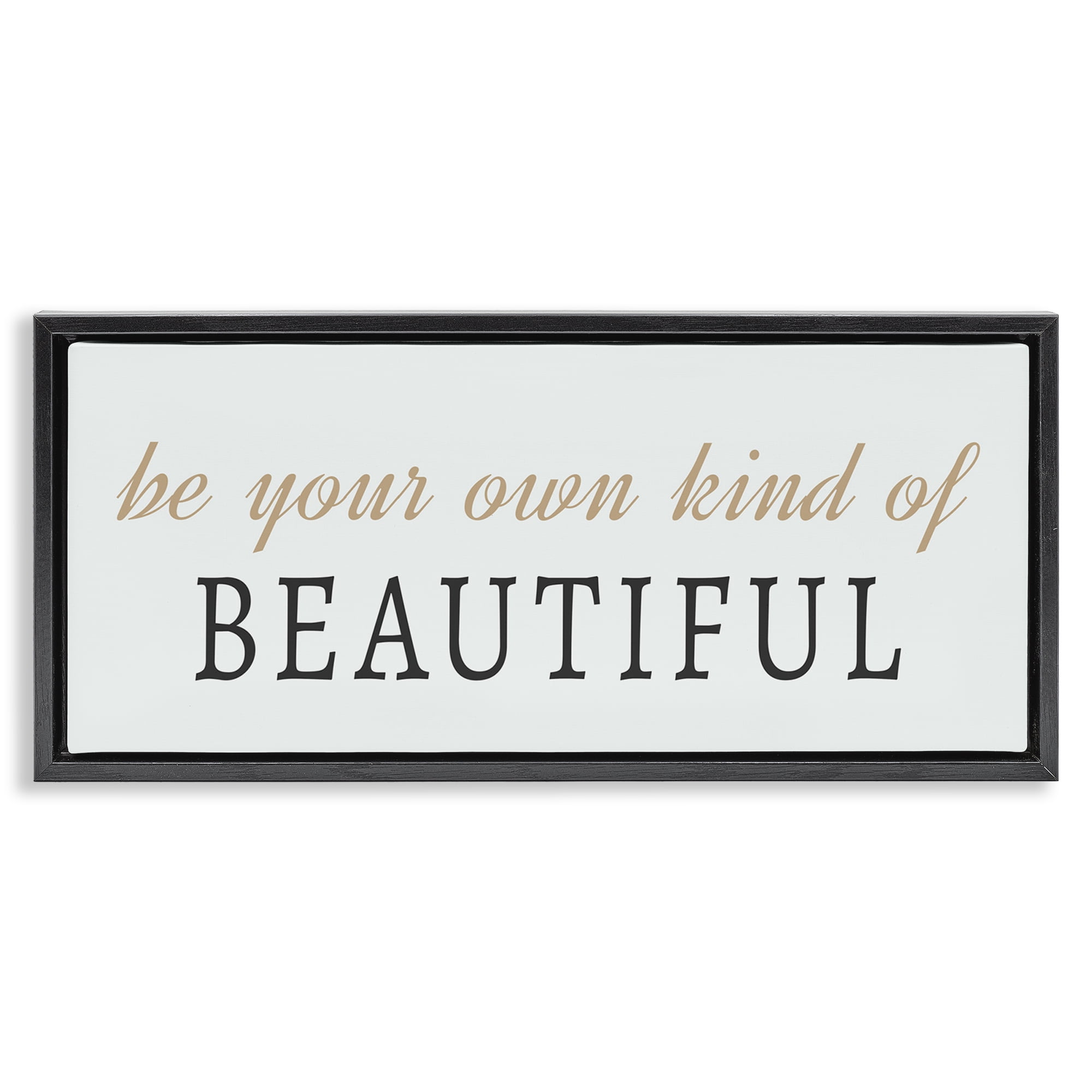 Stupell Industries Own Kind Of Beautiful Typography Painting Black Floater Framed Art Print Wall Art, 31 x 14