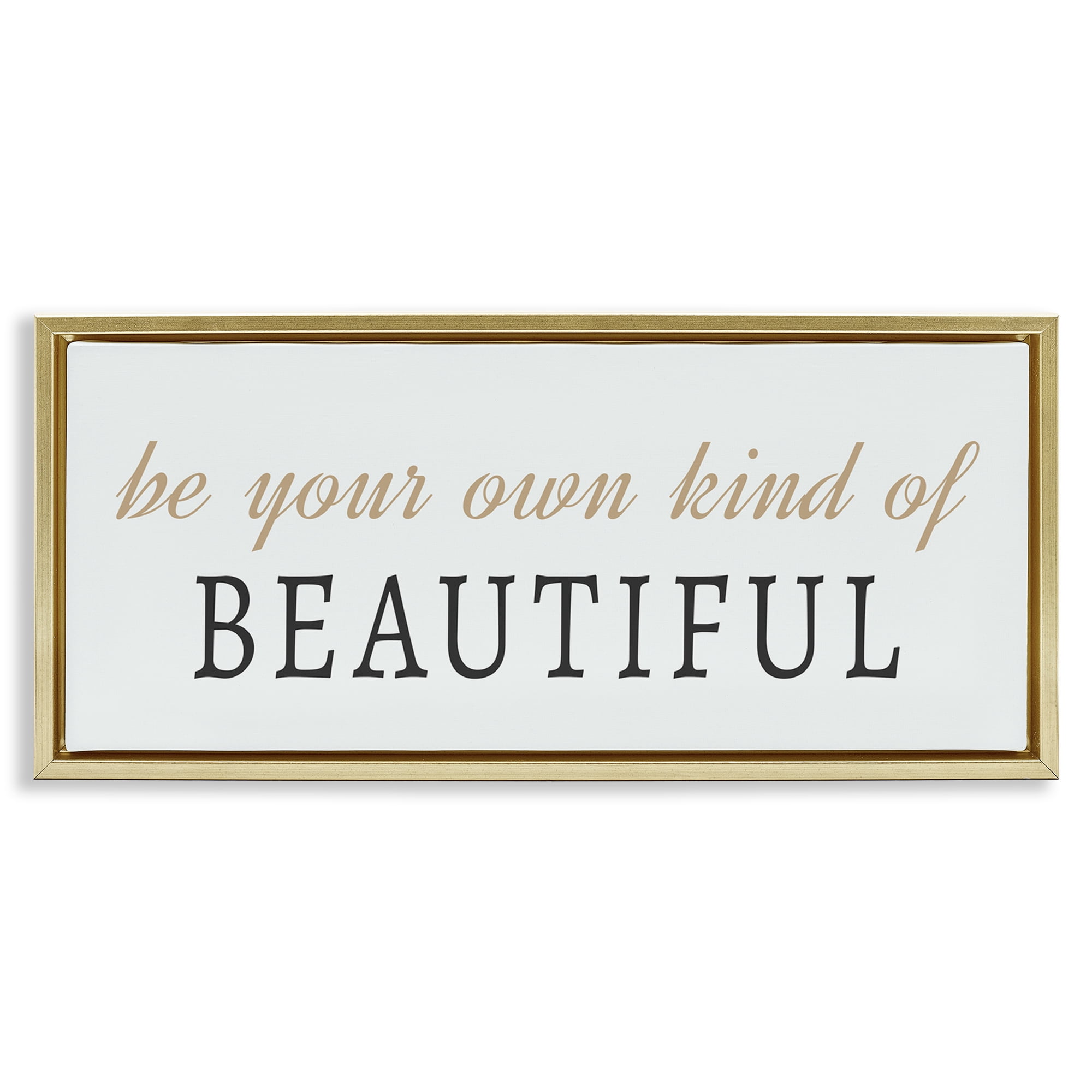 Stupell Industries Own Kind Of Beautiful Typography Painting Gold Floater Framed Art Print Wall Art, 25 x 11