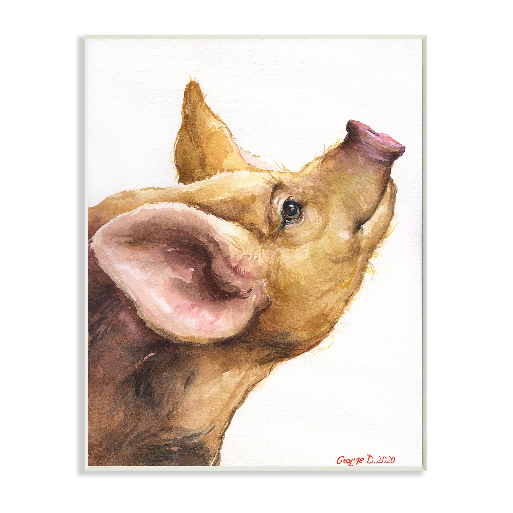 Stupell Industries Oxford Sandy Piglet Adorable Farm Animal Gaze Wall Plaque, 13 x 19, Design by George Dyachenko
