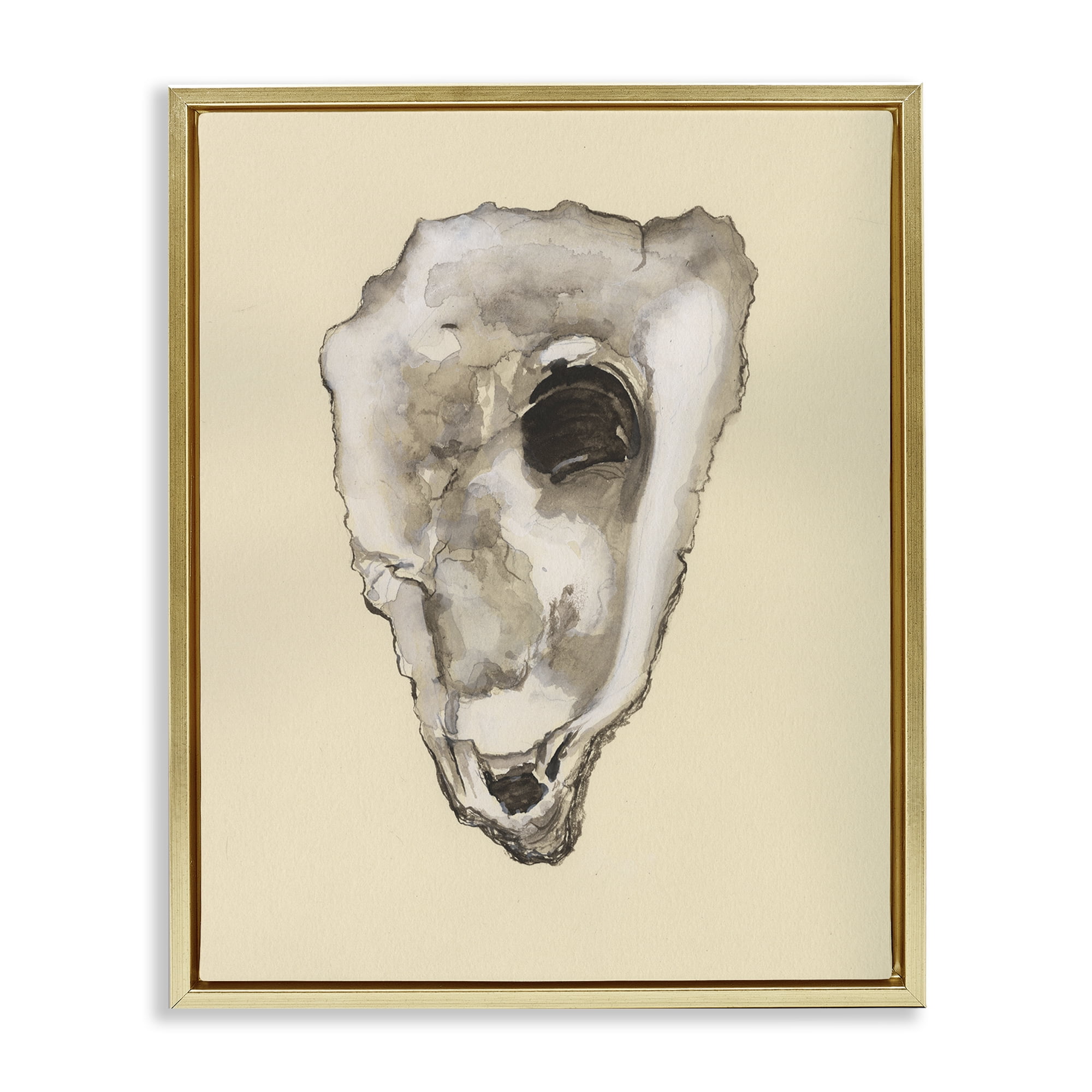 Stupell Industries Oyster Sea Creature Nautical & Beach Painting Gold Floater Framed Canvas Art Print Wall Art, 25 x 31