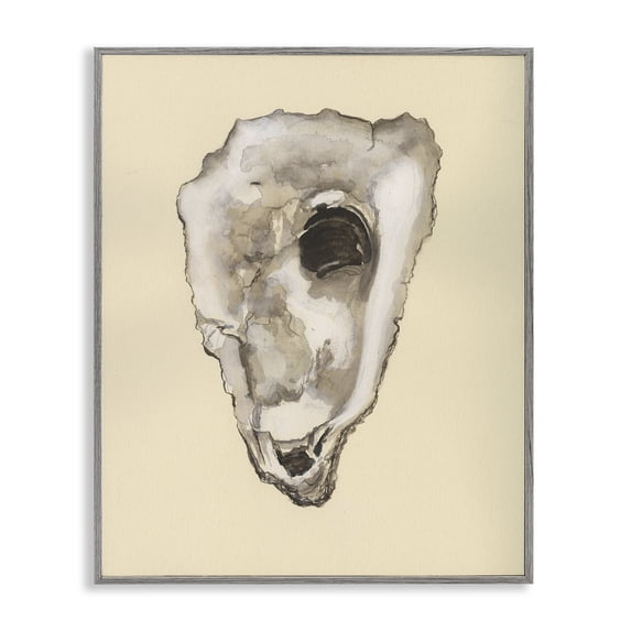 Stupell Industries Traditional Oyster Sea Creature Gray Framed Giclee Art, 16 x 20, by Michael Willett
