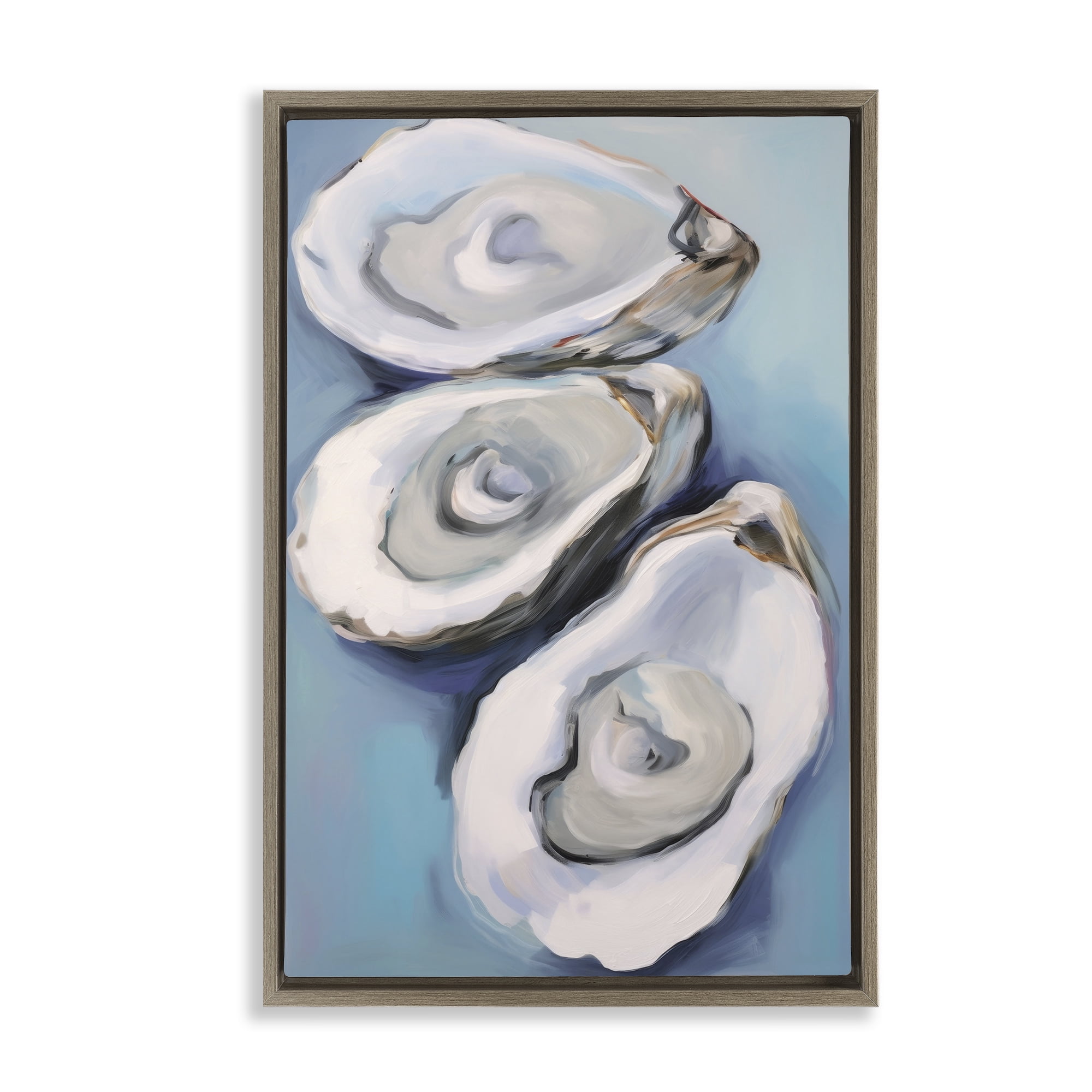 Stupell Industries Oyster Seashell Trio Animals & Insects Painting Brown Floater Framed Canvas Art Print Wall Art, 17 x 25