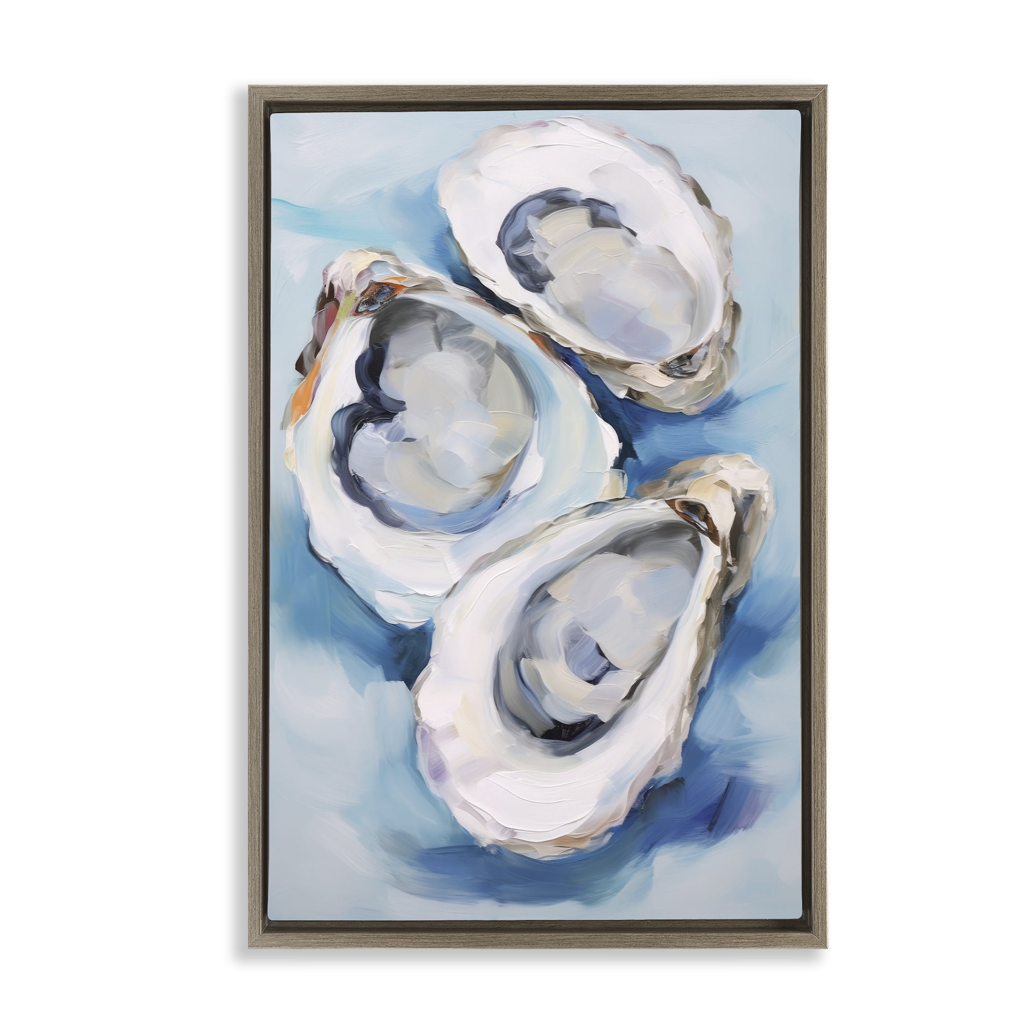 Stupell Industries Oyster Shell Trio Animals & Insects Painting Brown Floater Framed Canvas Art Print Wall Art, 17 x 25