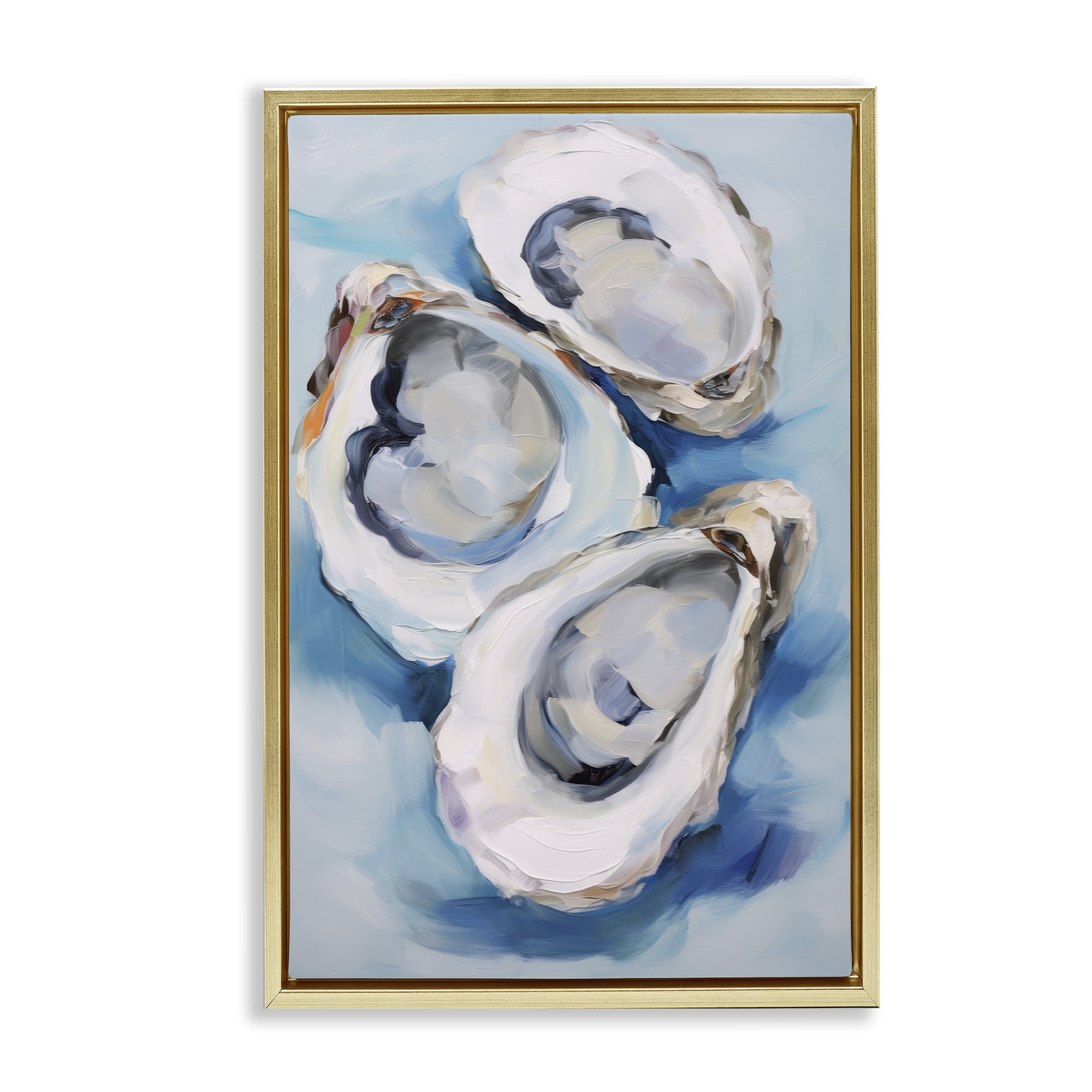 Stupell Industries Oyster Shell Trio Animals & Insects Painting Gold Floater Framed Canvas Art Print Wall Art, 17 x 25