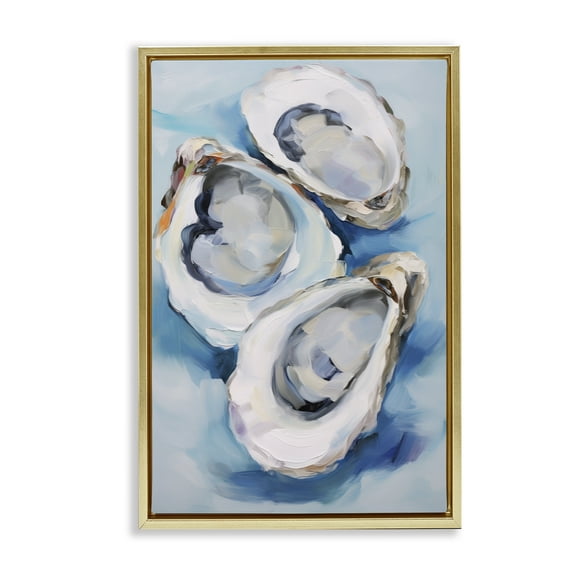 Stupell Industries Oyster Shell Trio Animals & Insects Painting Gold Floater Framed Canvas Art Print Wall Art, 21 x 31