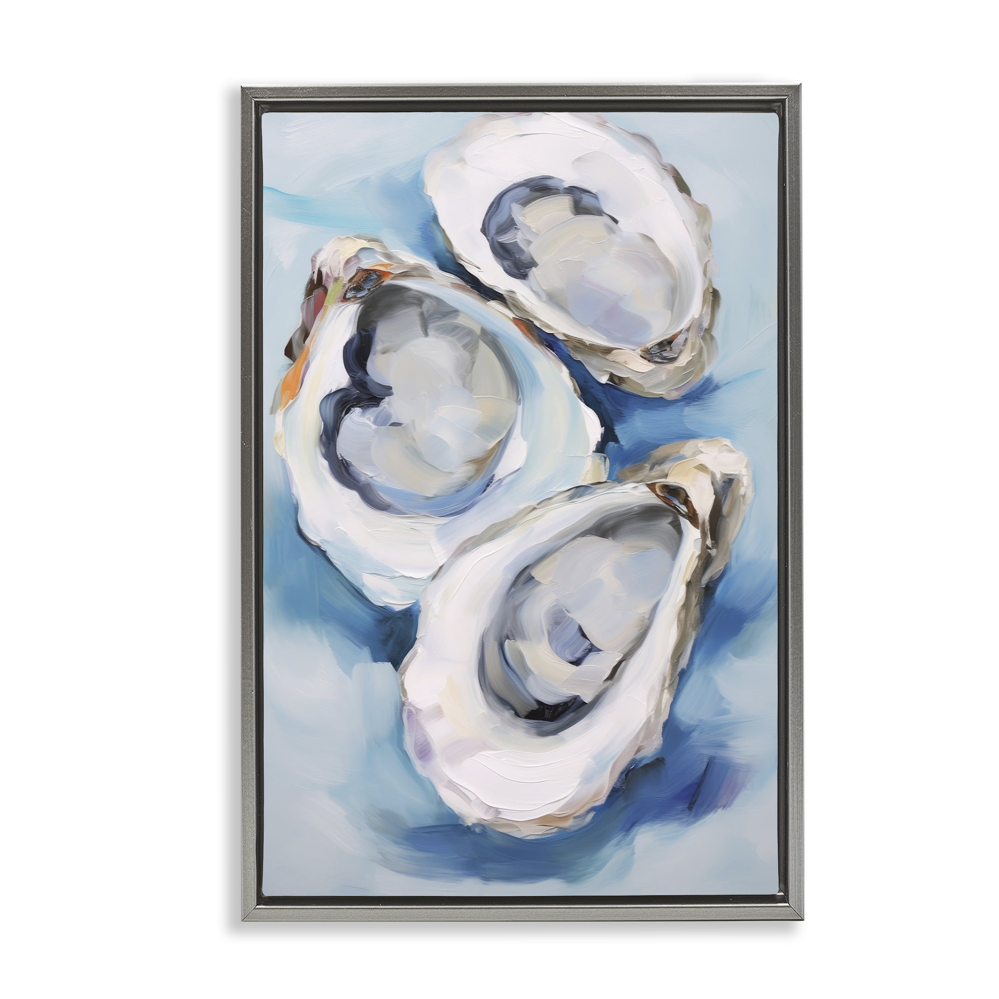 Stupell Industries Oyster Shell Trio Animals & Insects Painting Gray Floater Framed Canvas Art Print Wall Art, 17 x 25