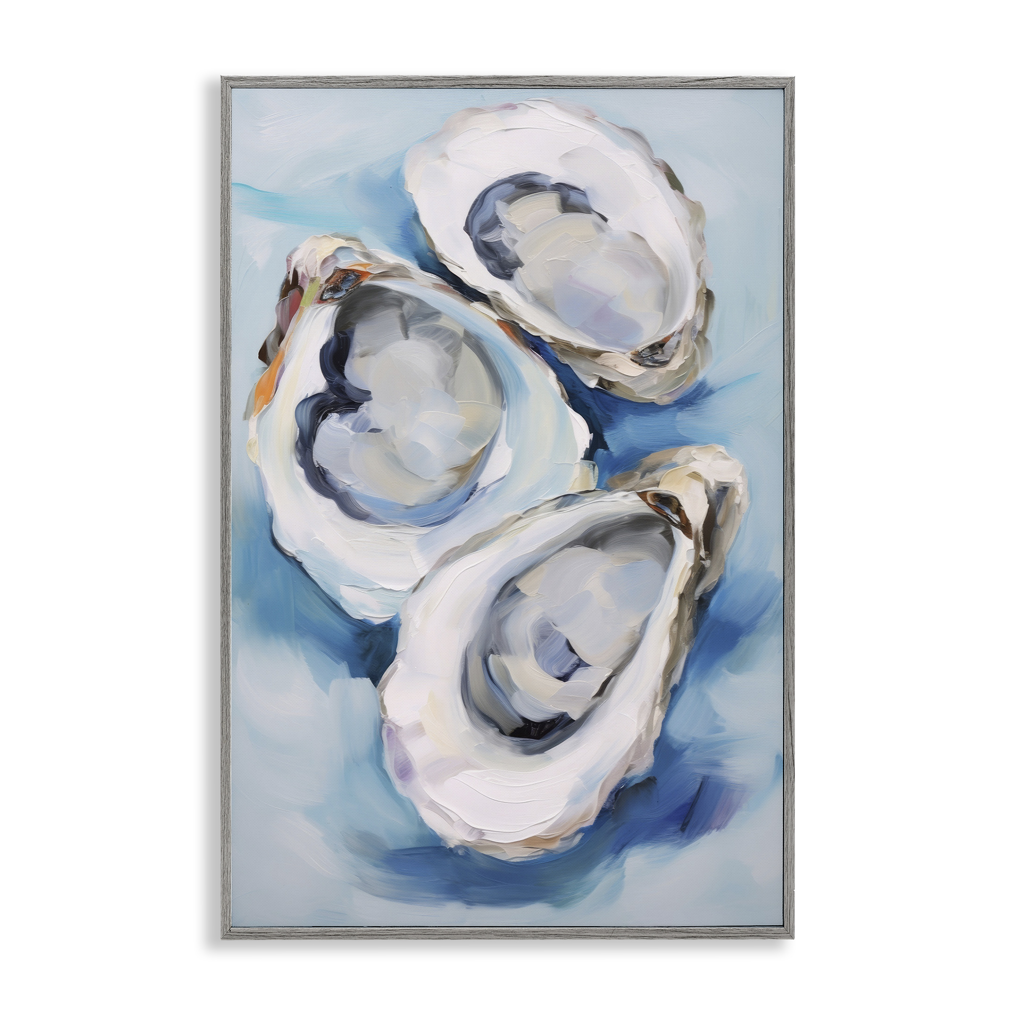 Stupell Industries Oyster Shell Trio Animals & Insects Painting Gray Framed Art Print Wall Art, 16 x 24