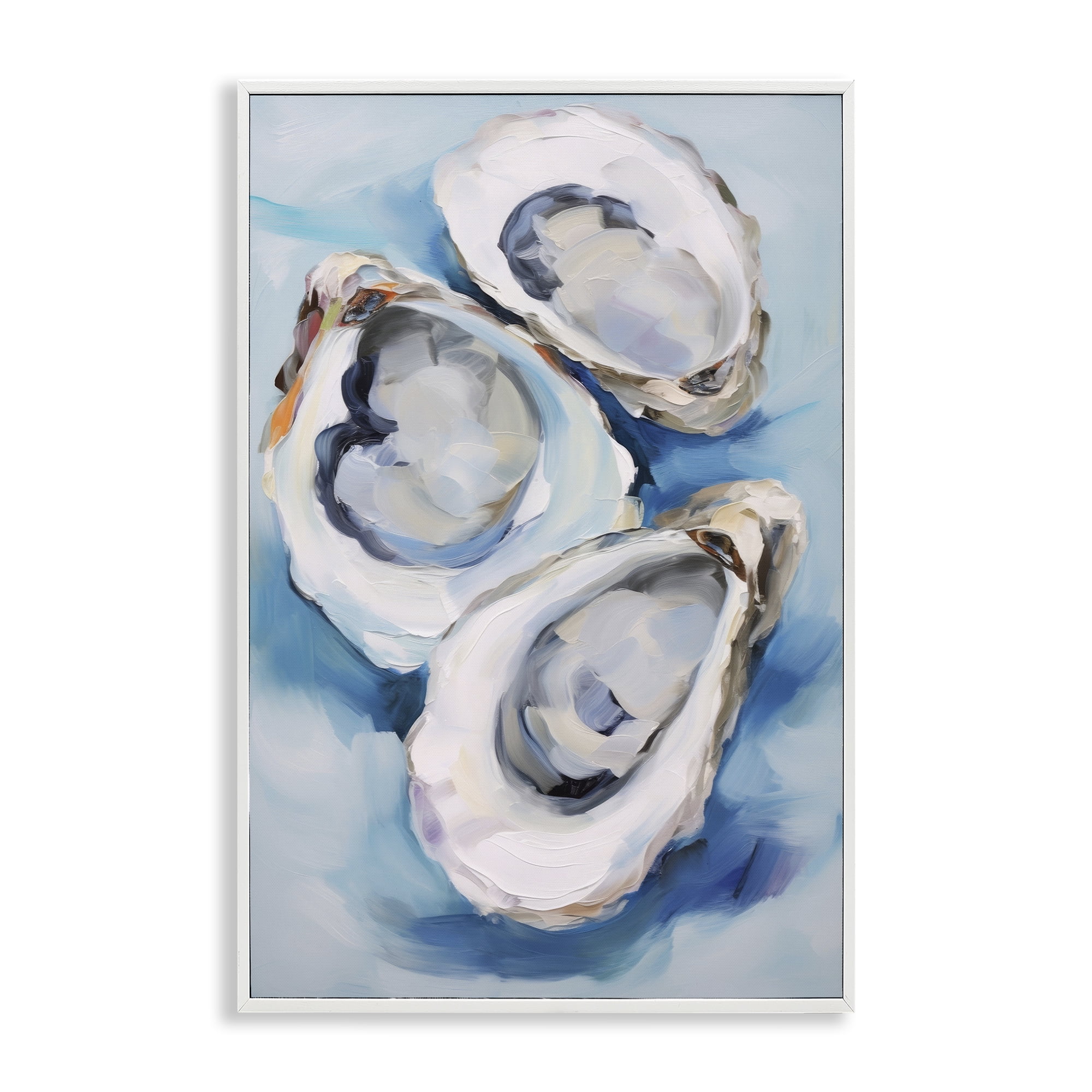 Stupell Industries Oyster Shell Trio Animals & Insects Painting White Framed Art Print Wall Art, 12 x 18