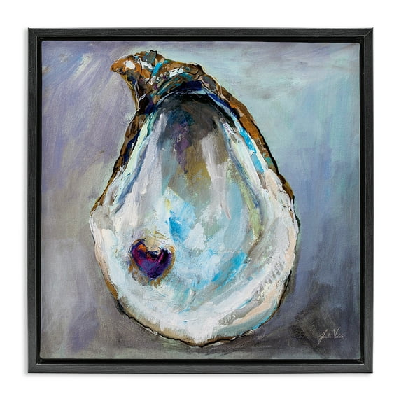 Stupell Industries Oyster Shell with Pearl Animals & Insects Painting Black Floater Framed Canvas Art Print Wall Art, 25 x 25
