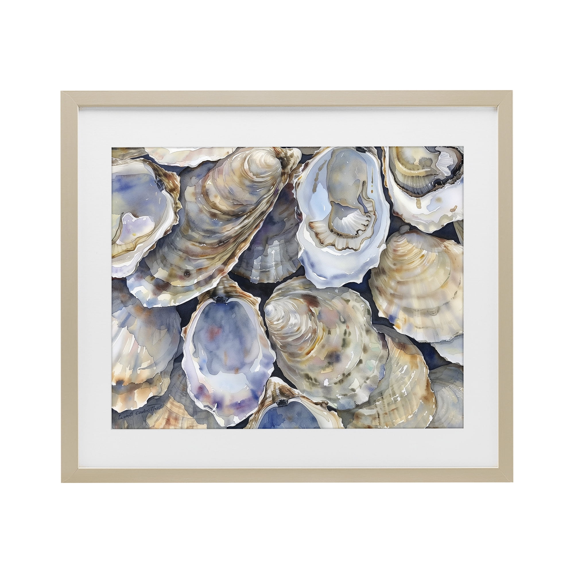 Stupell Industries Oyster Shellabration Pile Birch Framed Print Under Glass, design by Heidi Kuntz