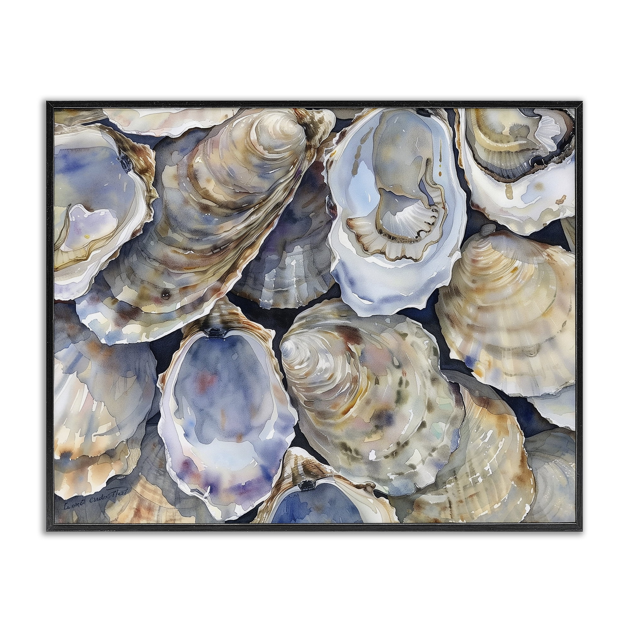 Stupell Industries Oyster Shellabration Pile Black Framed Giclee Art, design by Heidi Kuntz