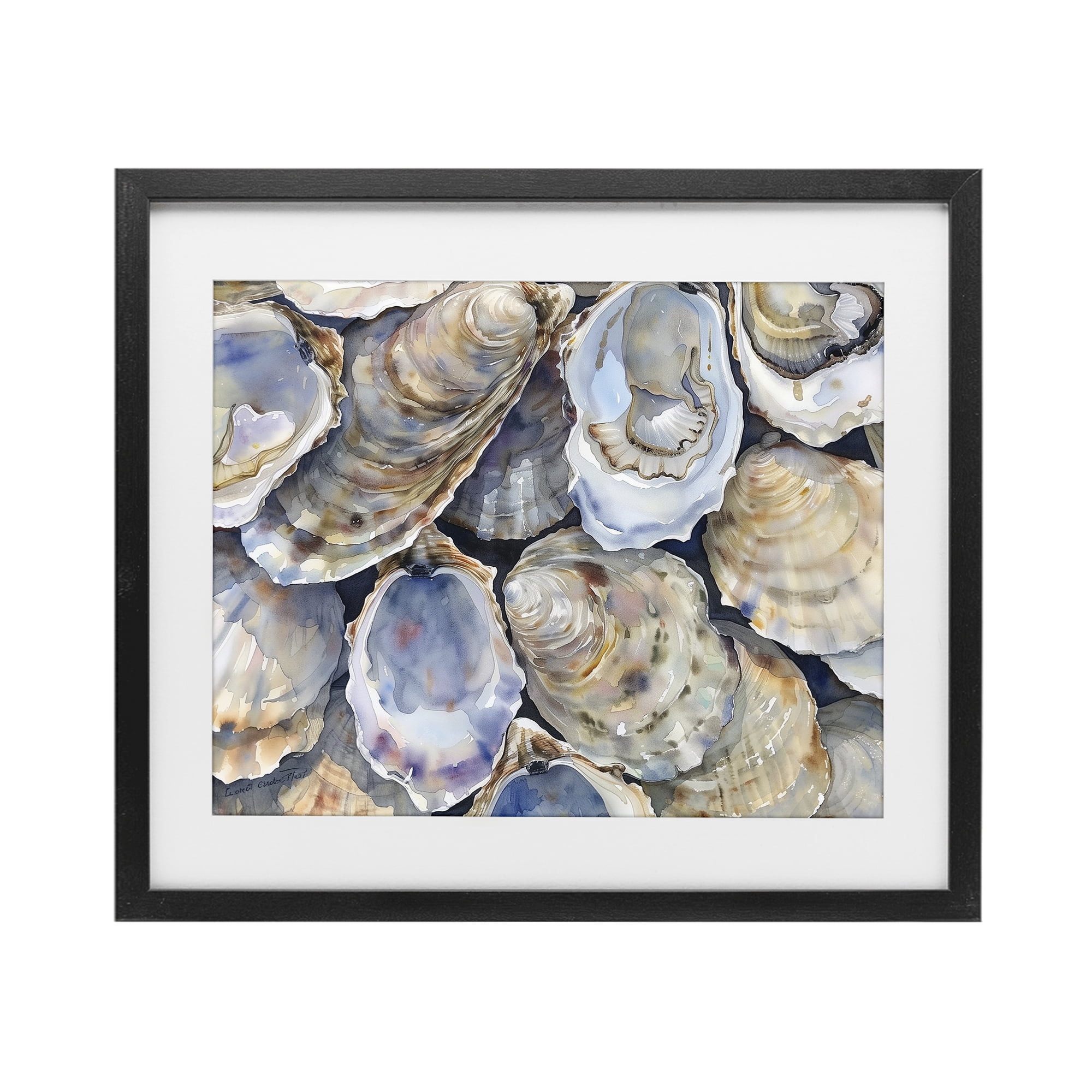 Stupell Industries Oyster Shellabration Pile Black Framed Print Under Glass, design by Heidi Kuntz