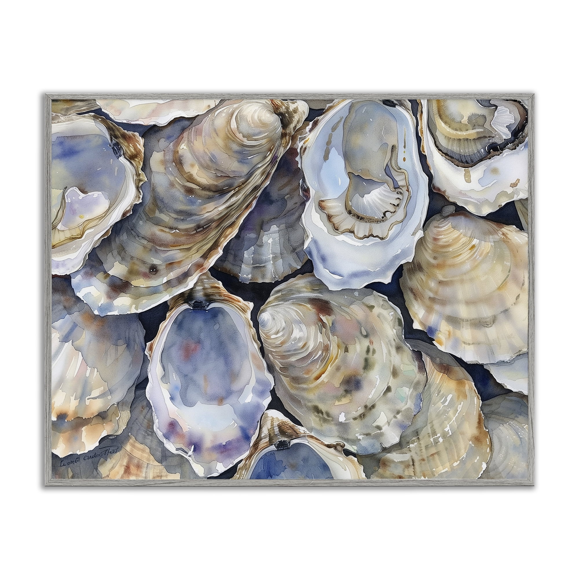 Stupell Industries Oyster Shellabration Pile Gray Framed Giclee Art, design by Heidi Kuntz